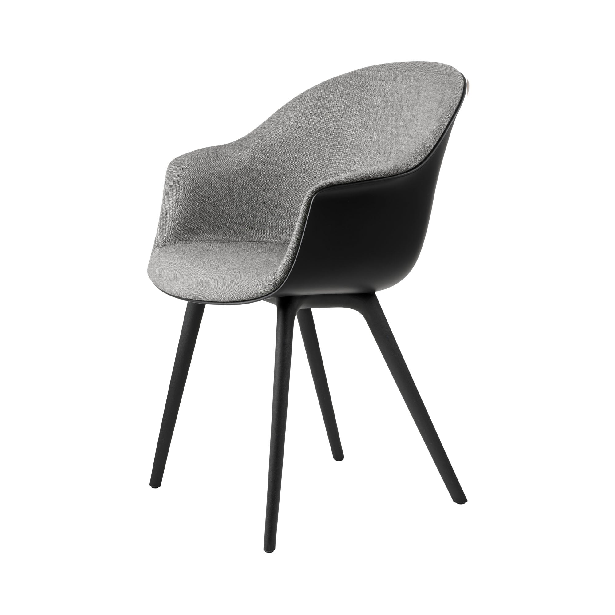 Bat Dining Chair: Plastic Base with Front Upholstered + Black