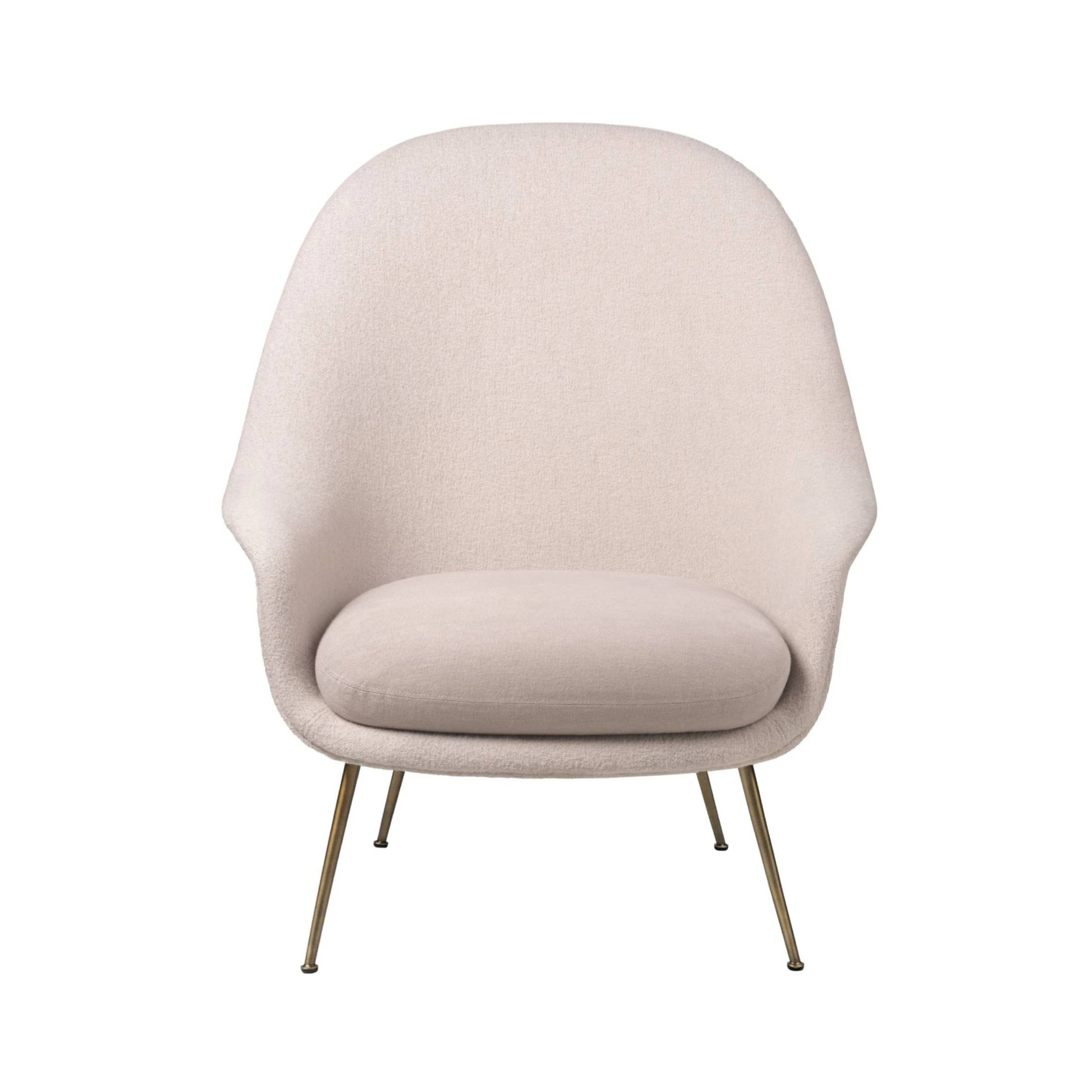 Bat Lounge Chair High Back: Conic Base + Antique Brass