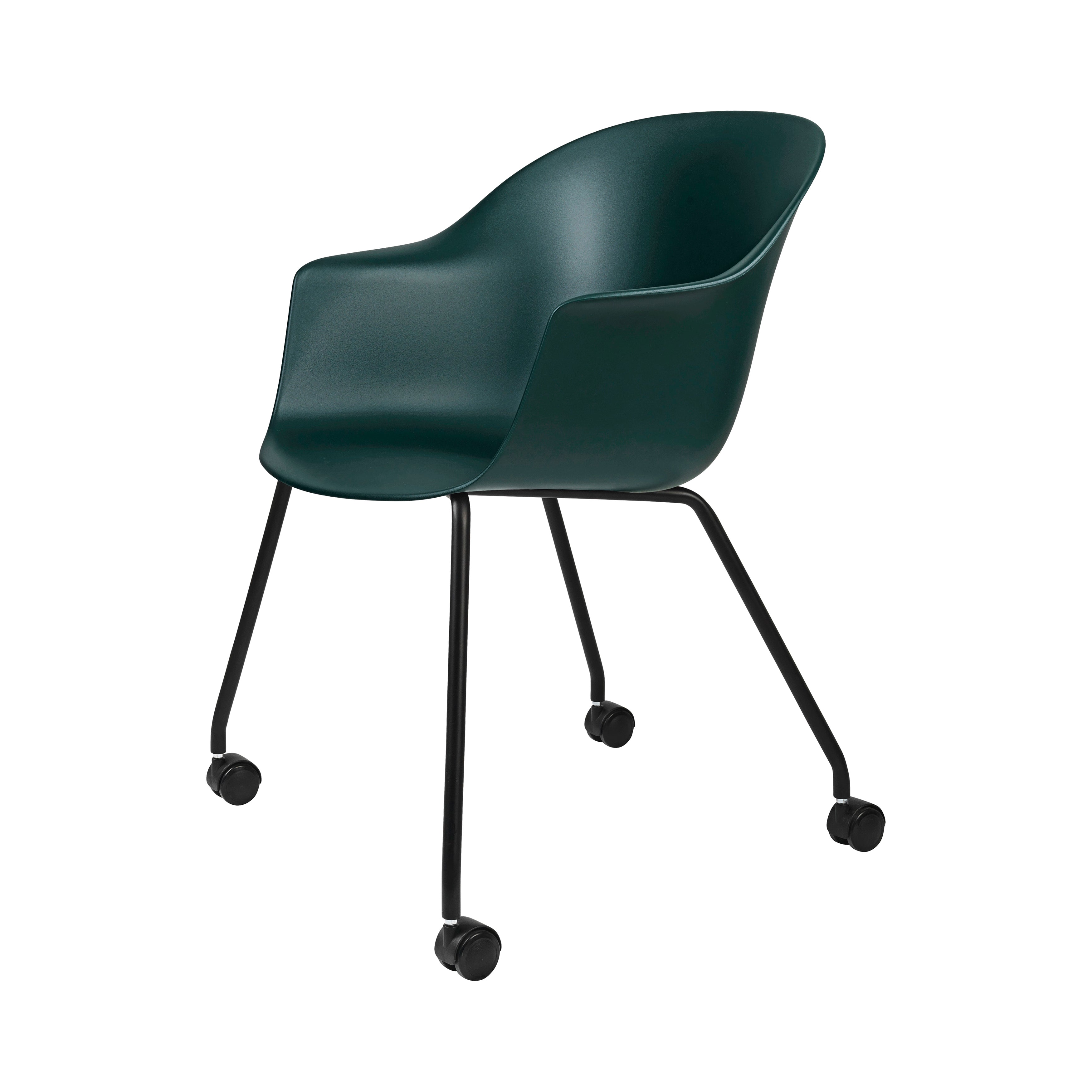 Bat Meeting Chair: 4 Legs with Castors + Dark Green