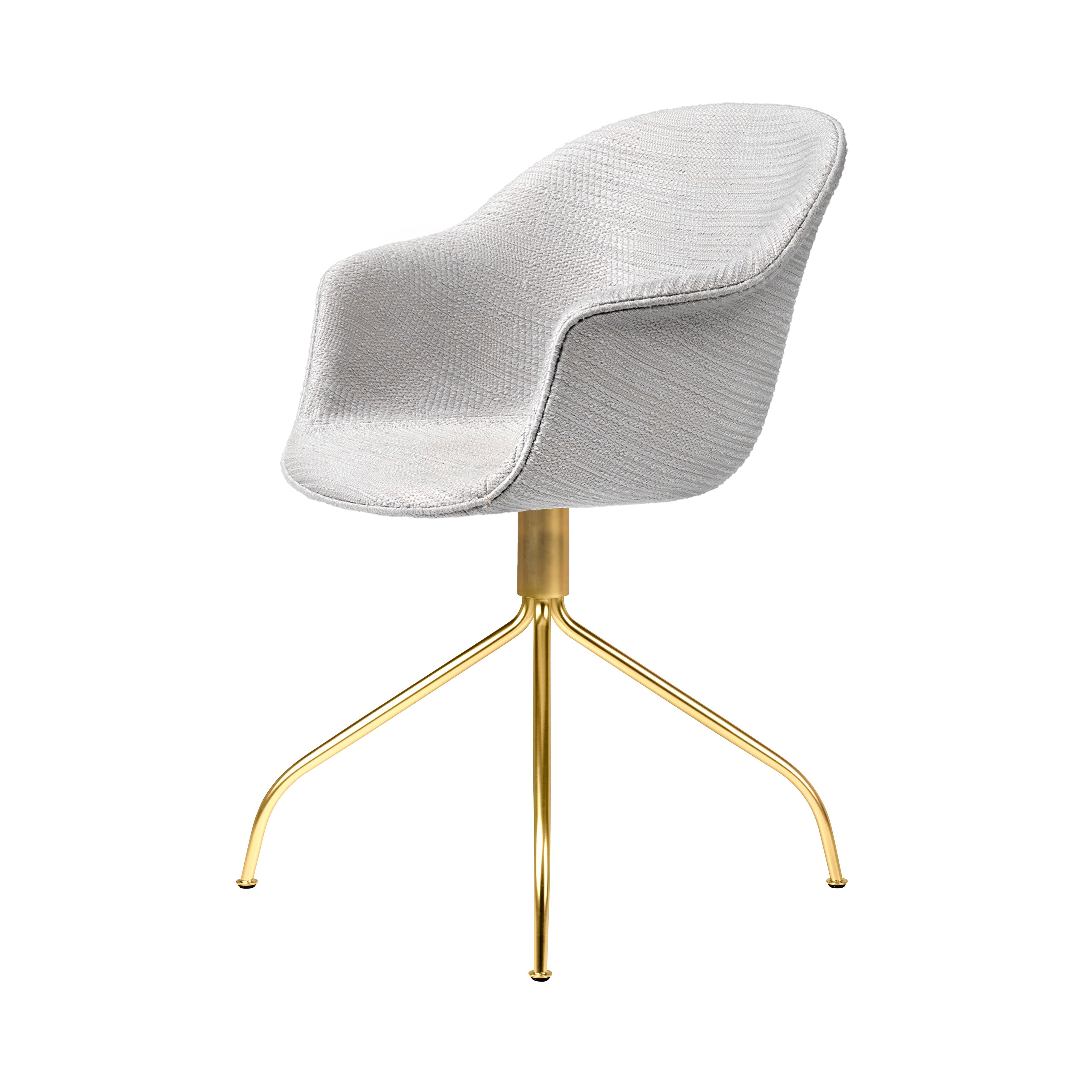 Bat Meeting Chair: Swivel Base + Fully Upholstered + Brass Semi Matt