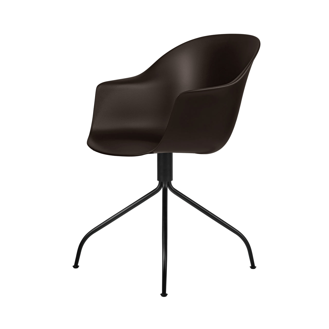 Bat Meeting Chair: Swivel Base + Black Matt + Mocha Brown + Felt Glides