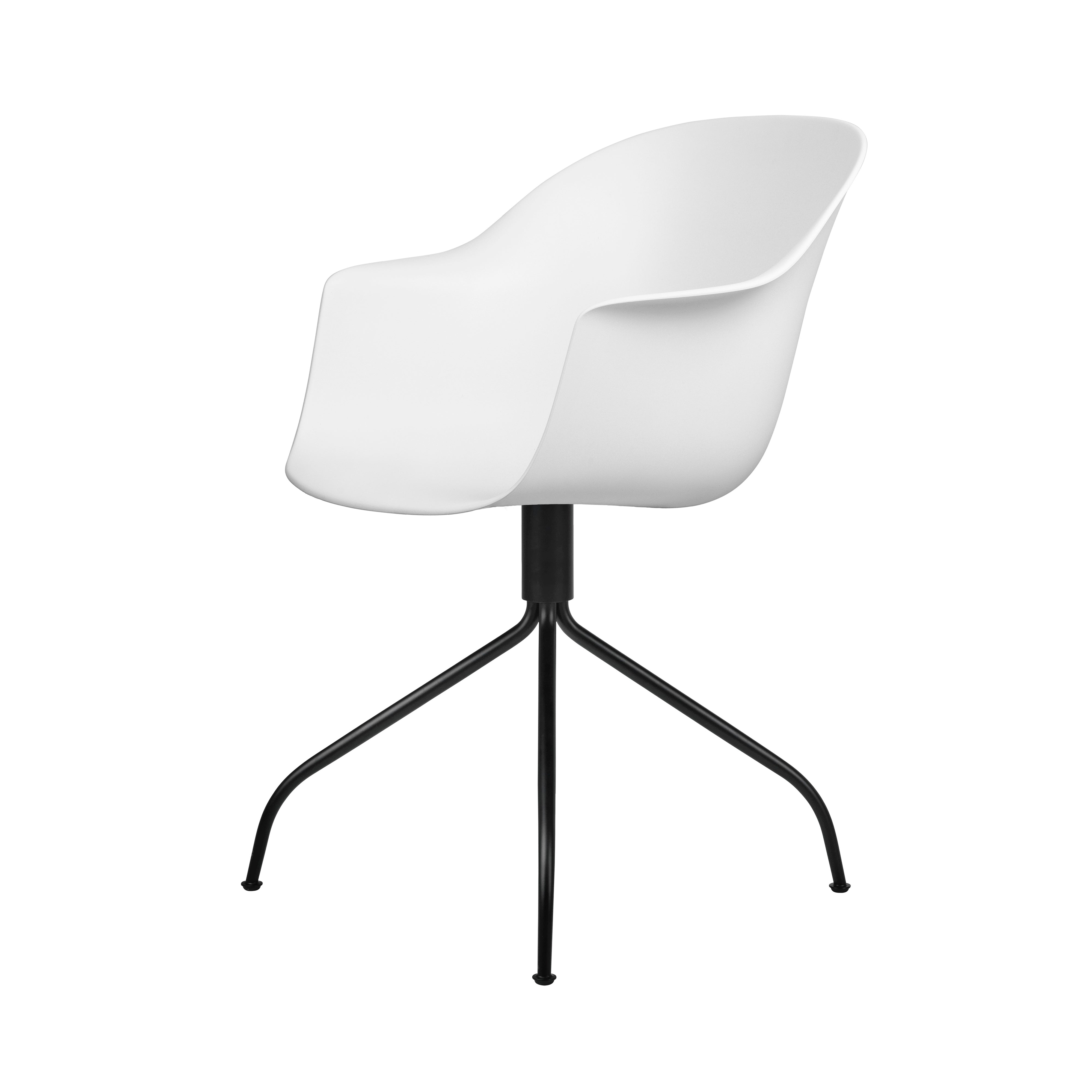 Bat Meeting Chair: Swivel Base + Black Matt + Alabaster White + Felt Glides