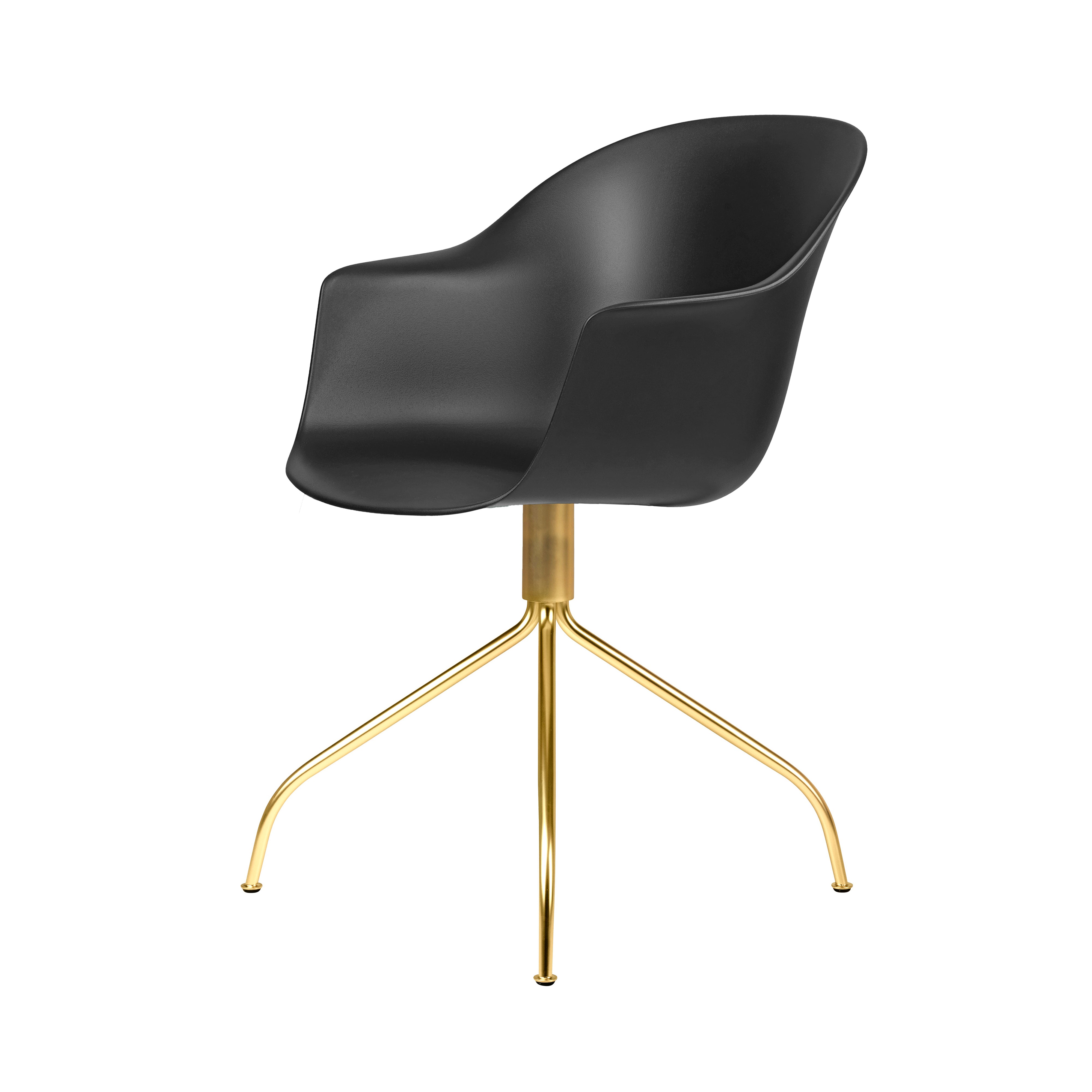 Bat Meeting Chair: Swivel Base + Brass Semi Matt + Black + Felt Glides