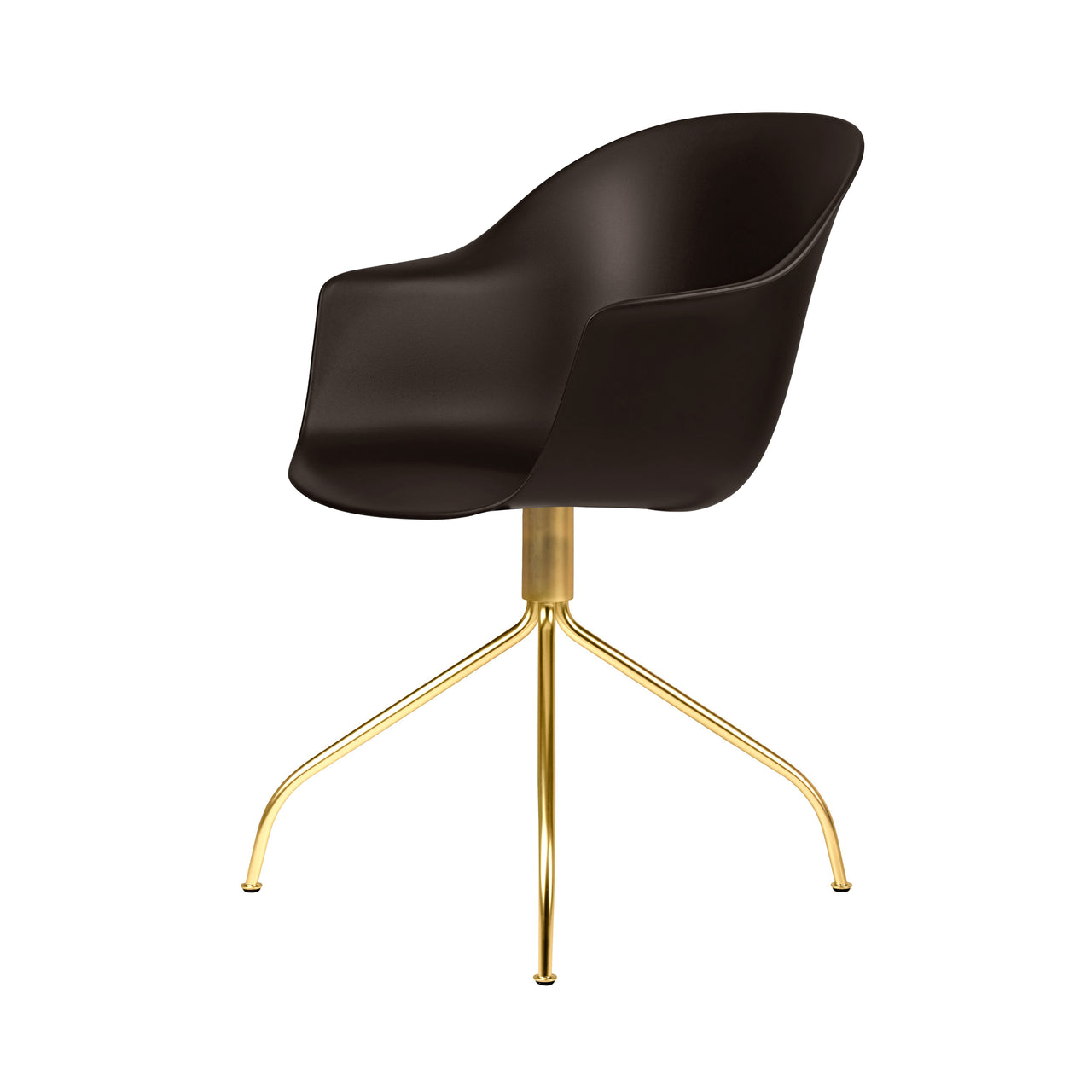 Bat Meeting Chair: Swivel Base + Brass Semi Matt + Mocha Brown + Felt Glides