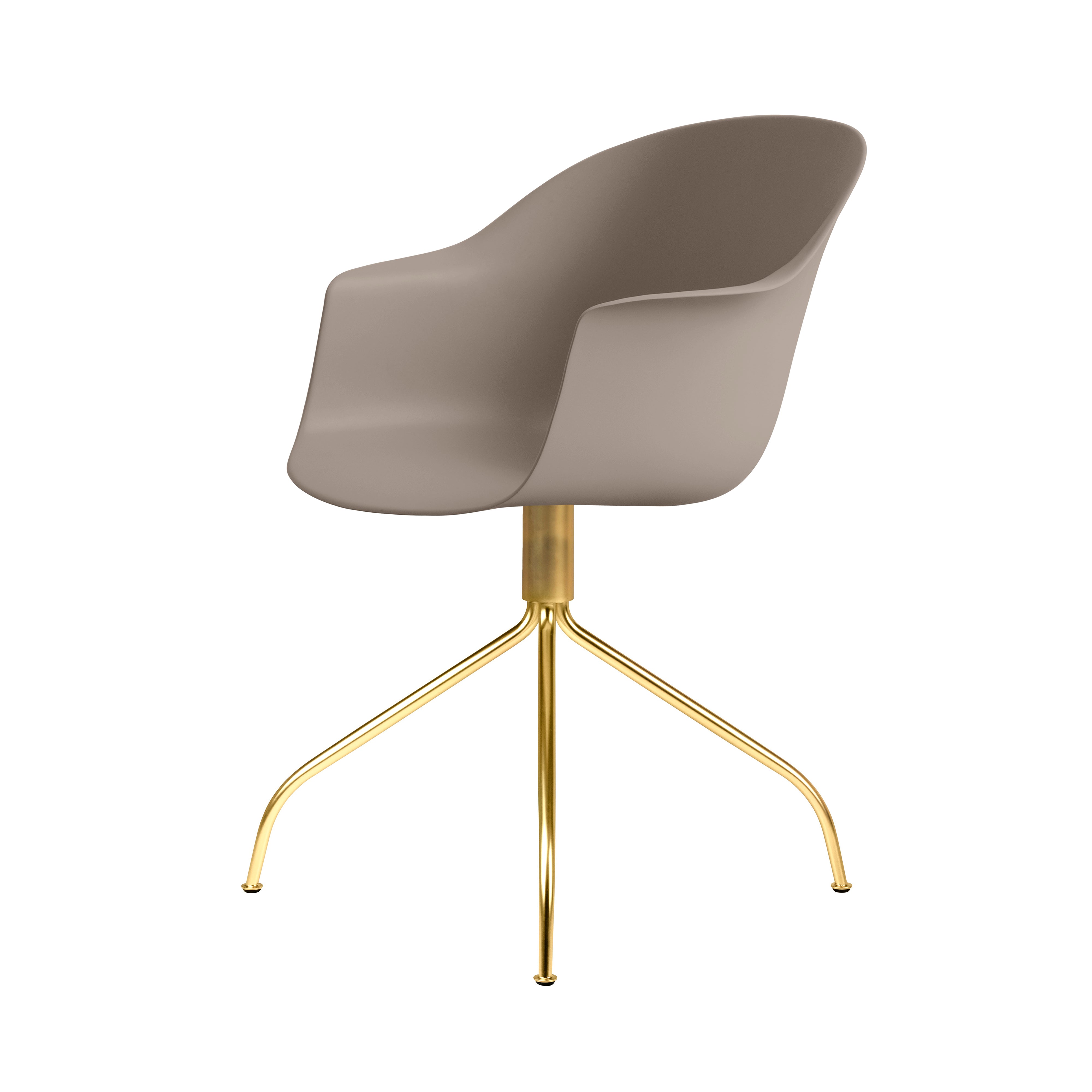 Bat Meeting Chair: Swivel Base + Brass Semi Matt + New Beige + Felt Glides