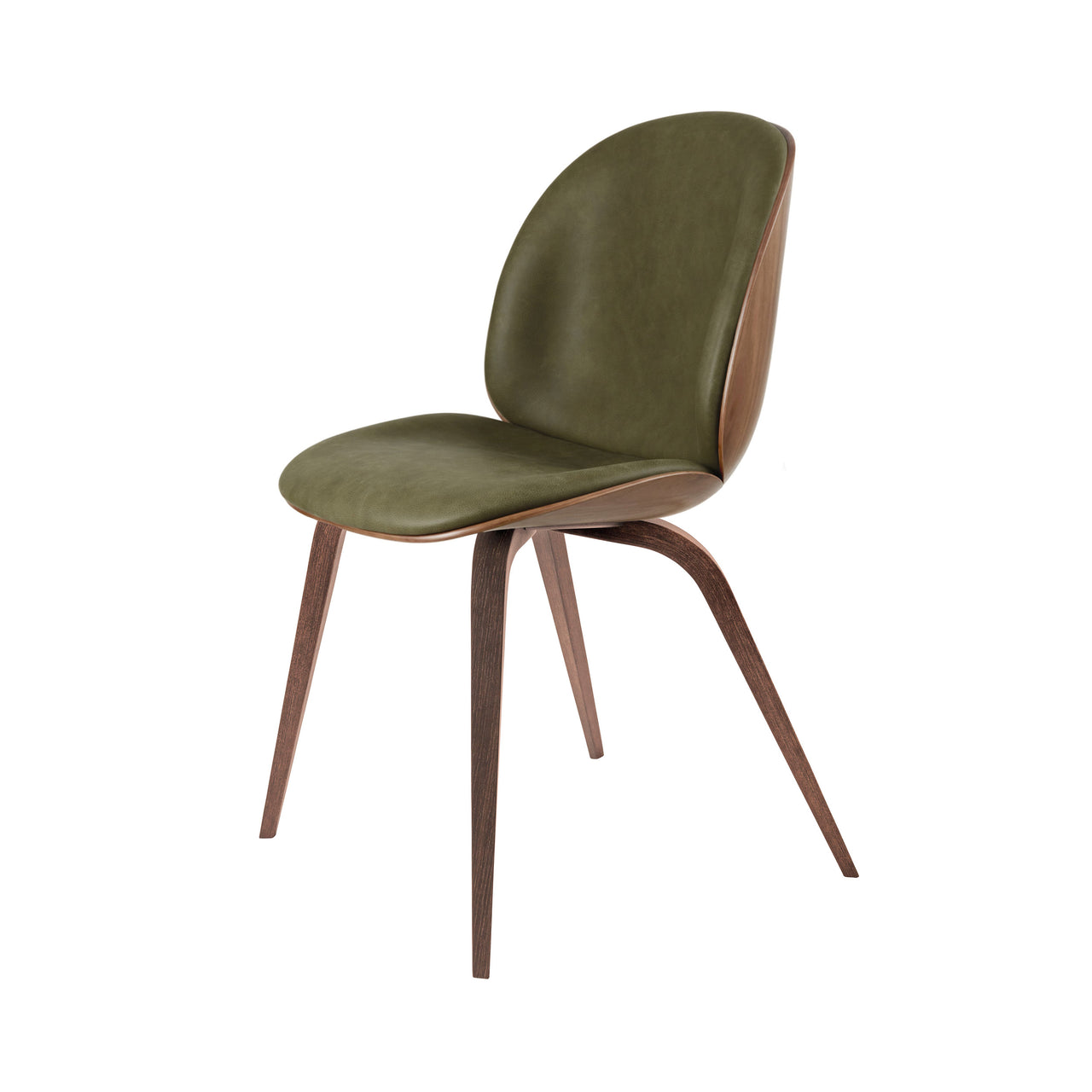 Beetle Dining Chair: Veneer Shell + Front Upholstered + American Walnut + American Walnut Matt Lacquered