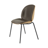 Beetle Dining Chair Veneer Shell: 4-leg Stacking + Front Upholstered + Oak