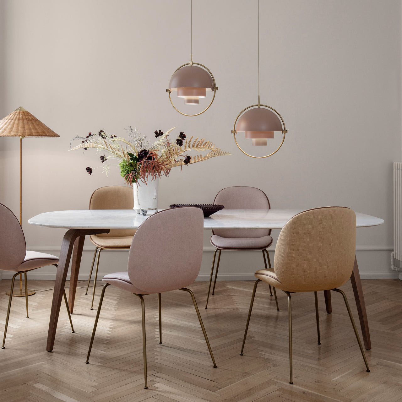 Gubi Dining Table: Elliptical + Marble Top