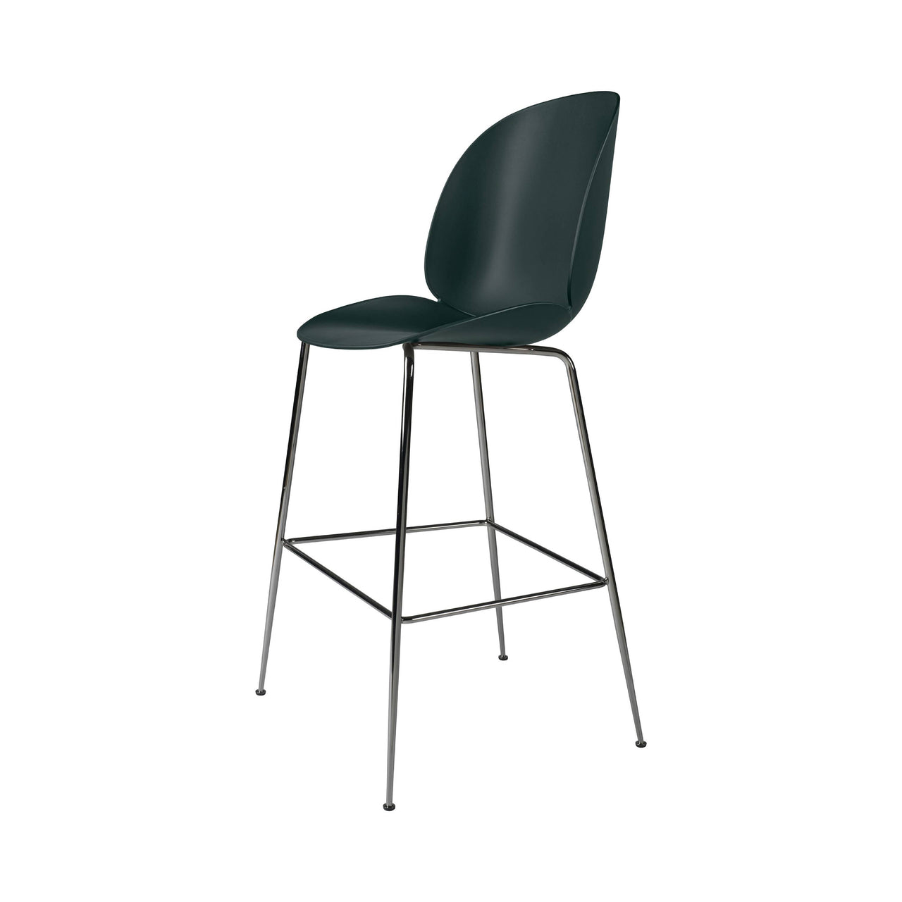 Beetle Bar + Counter Chair: Bar + Dark Green + Black Chrome