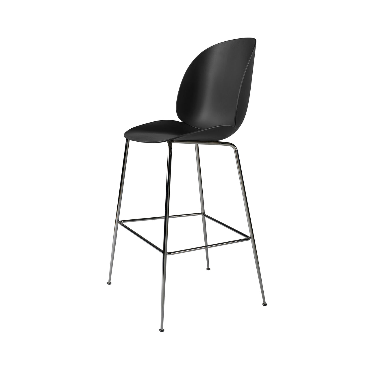 Beetle Bar + Counter Chair: Felt Glides + Bar + Black + Black Chrome