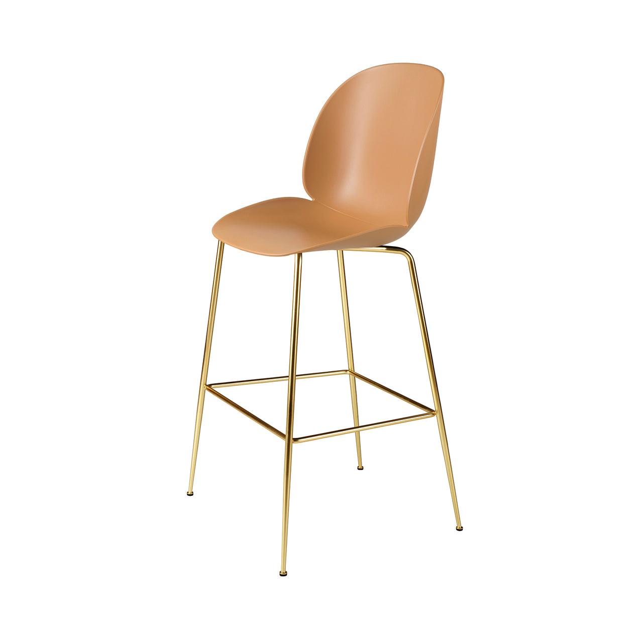 Beetle Bar + Counter Chair: Bar + Amber Brown + Brass Semi Matt