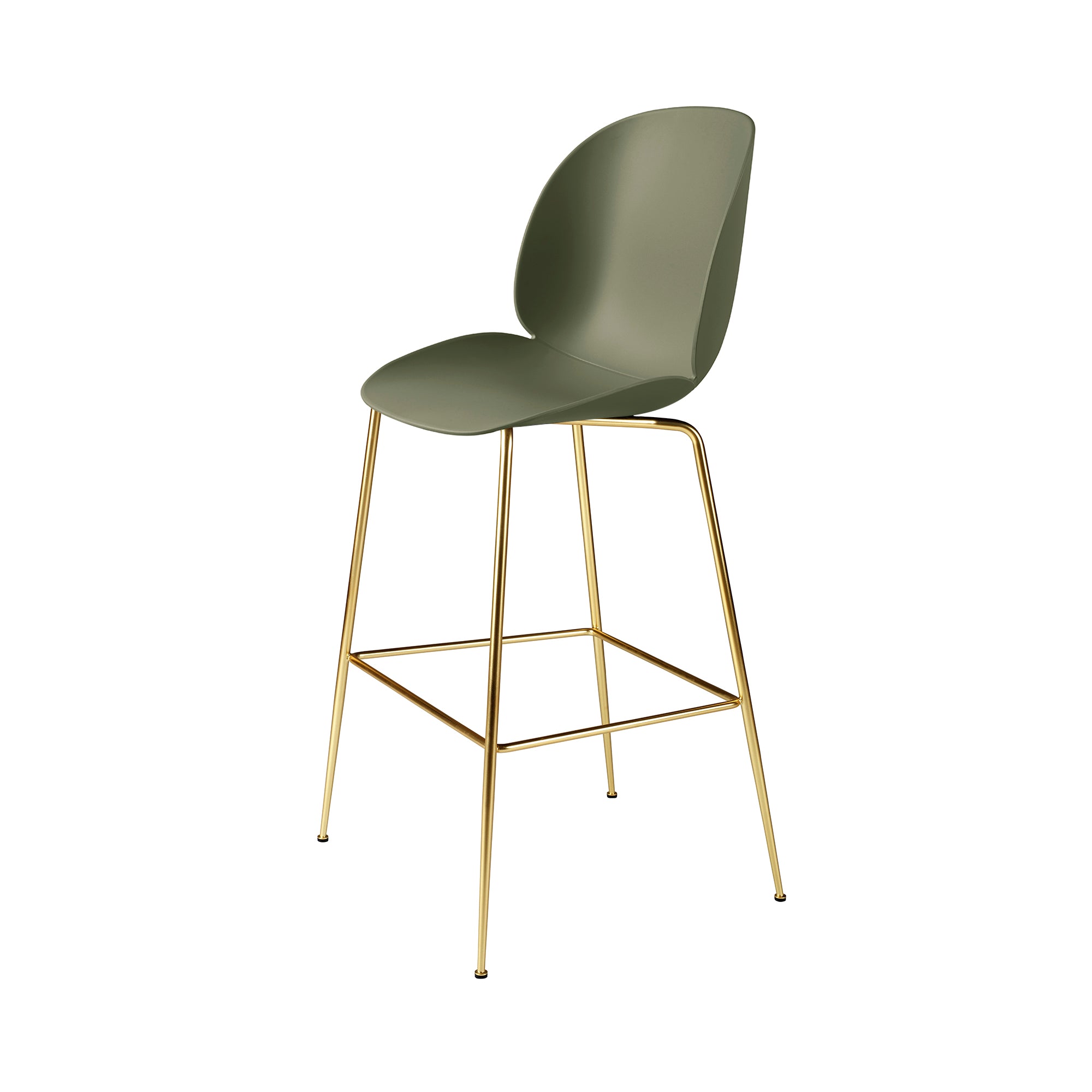 Beetle Bar + Counter Chair: Felt Glides + Bar + Fern Green + Brass Semi Matt