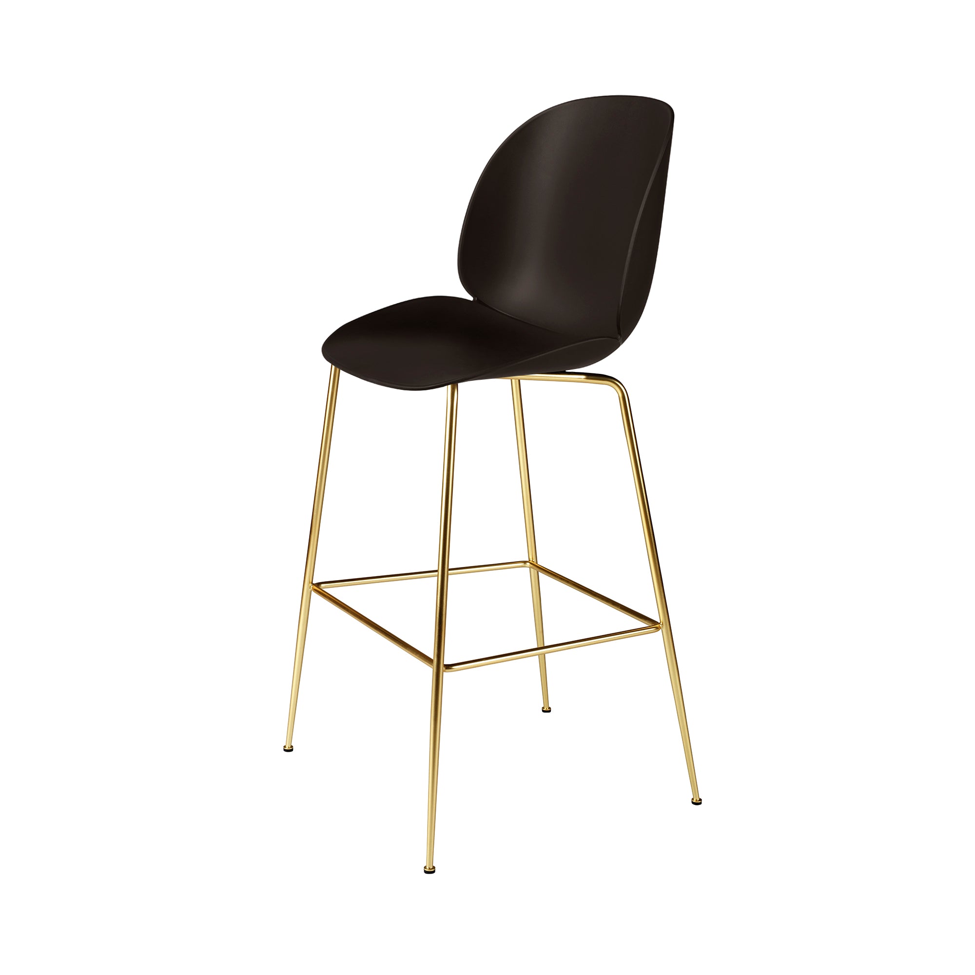 Beetle Bar + Counter Chair: Felt Glides + Bar + Mocha Brown + Brass Semi Matt