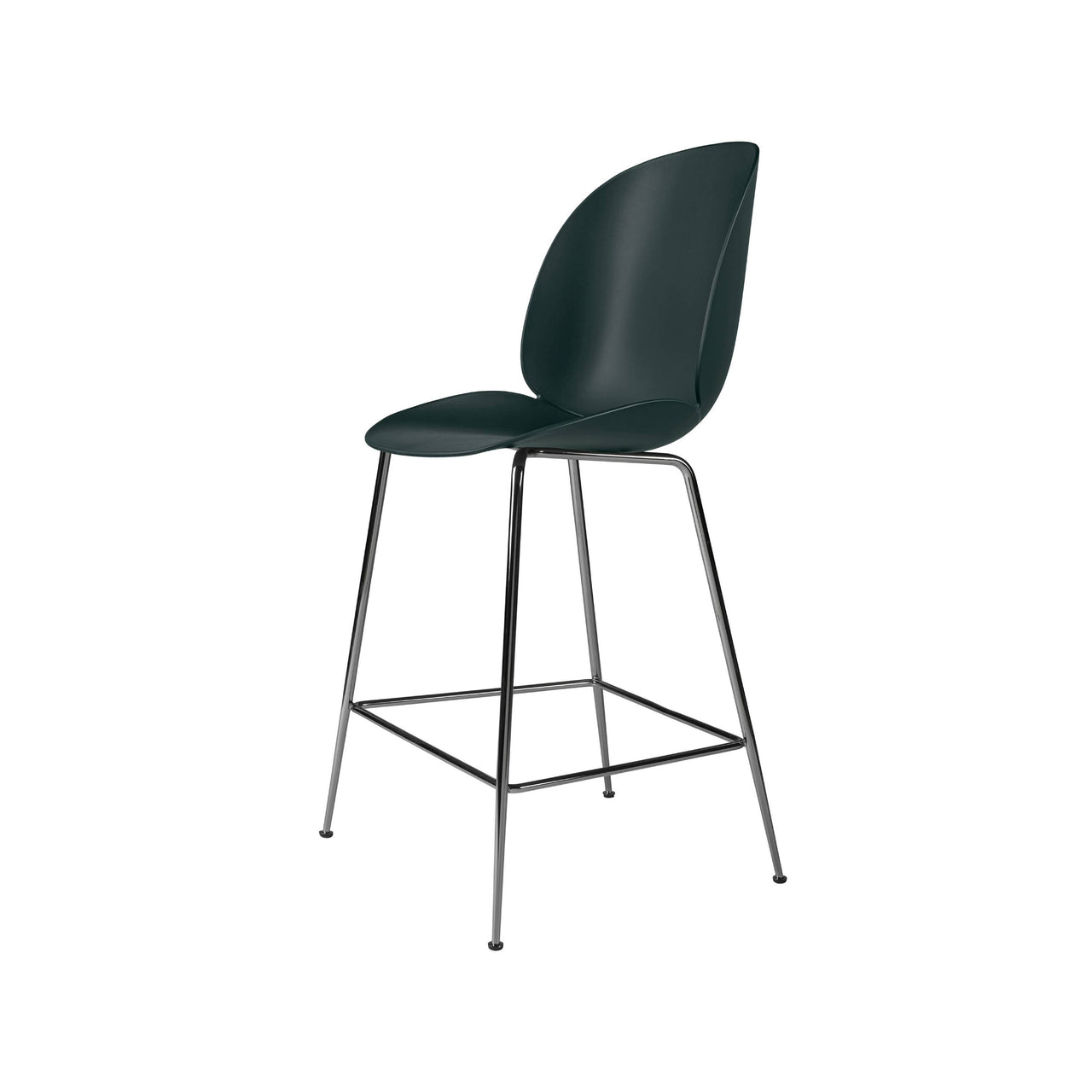 Beetle Bar + Counter Chair: Counter + Dark Green + Black Chrome