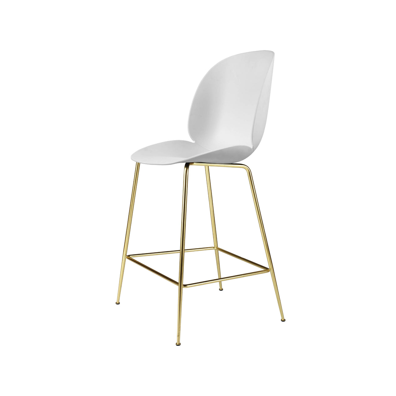 Beetle Bar + Counter Chair: Counter + Alabaster White + Brass Semi Matt