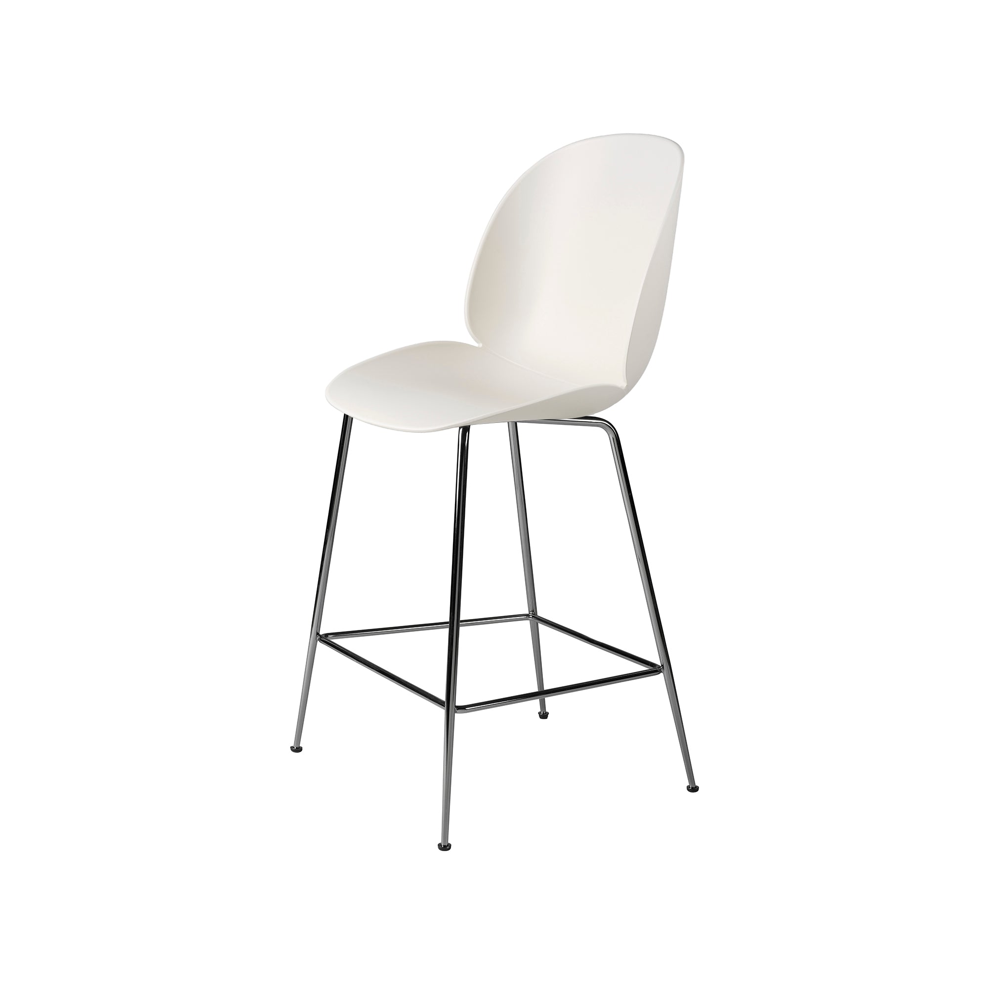 Beetle Bar + Counter Chair: Counter + Alabaster White + Black Chrome