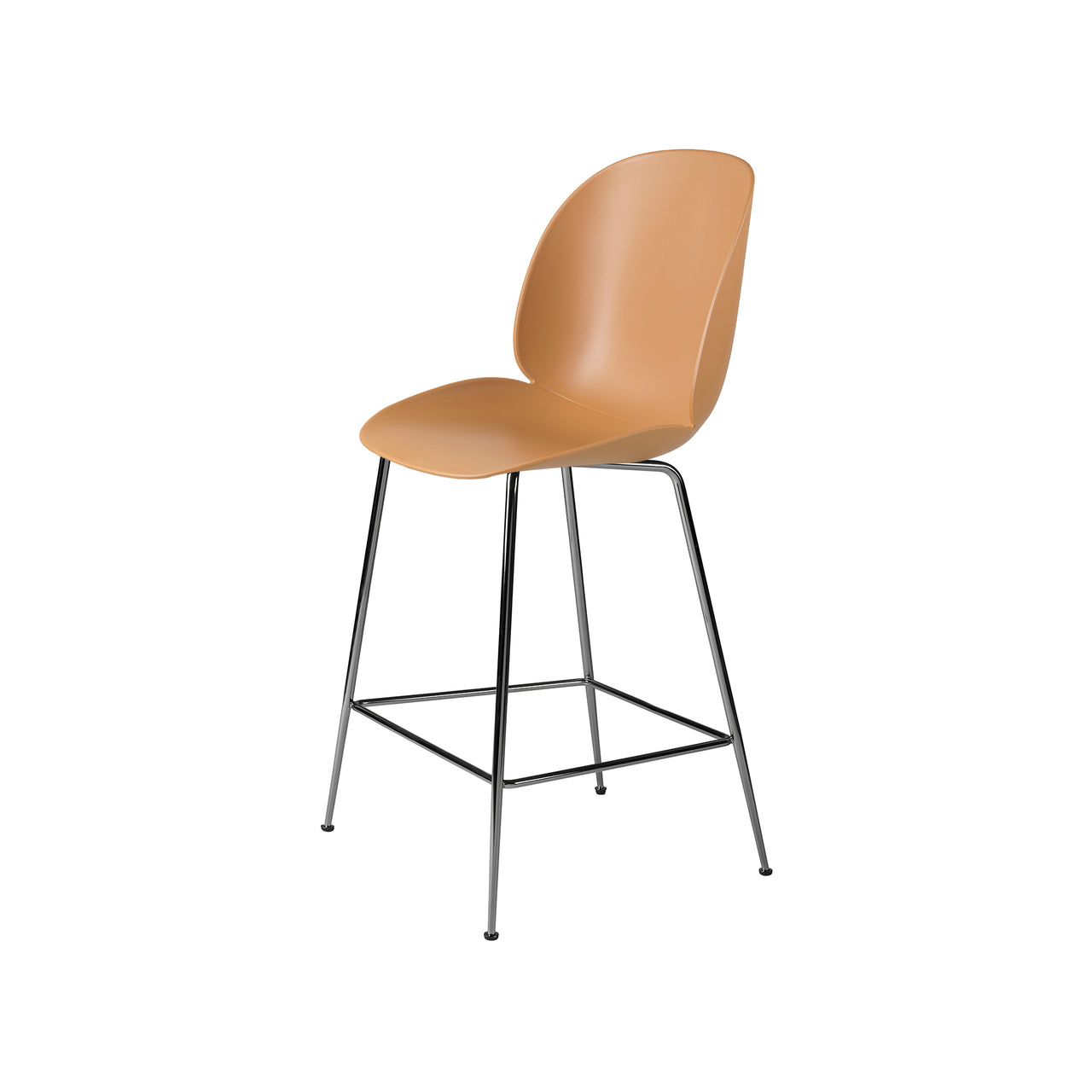Beetle Bar + Counter Chair: Felt Glides + Counter + Amber Brown + Black Chrome