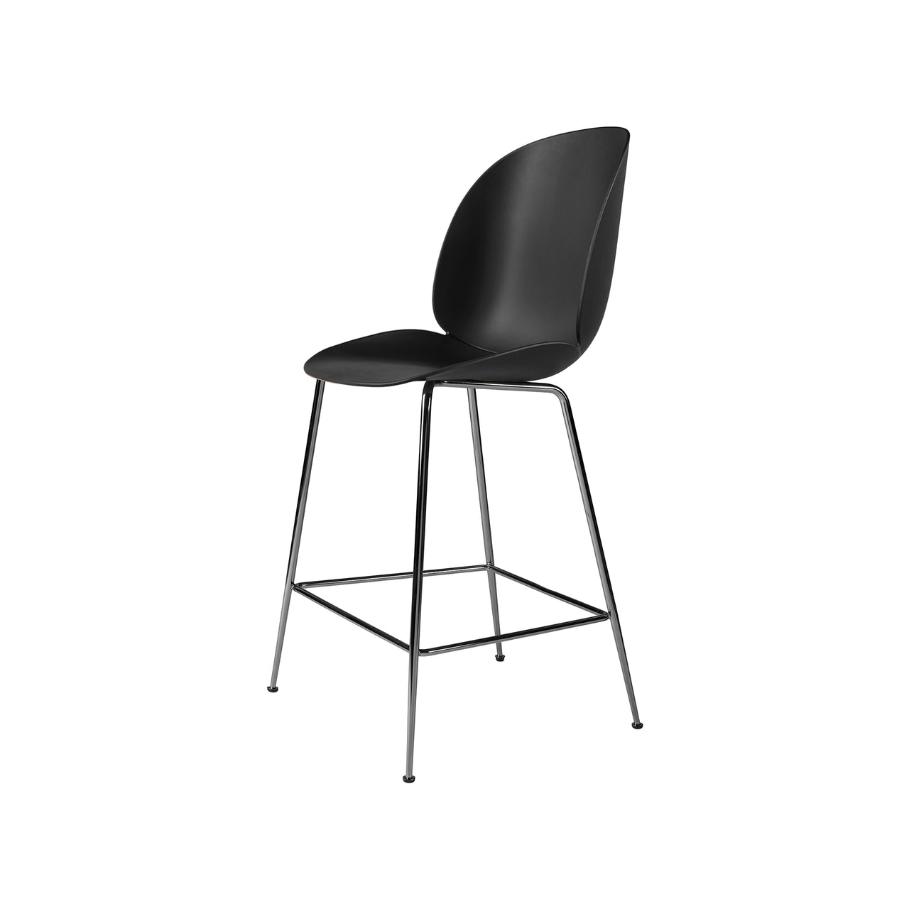 Beetle Bar + Counter Chair: Felt Glides + Counter + Black + Black Chrome