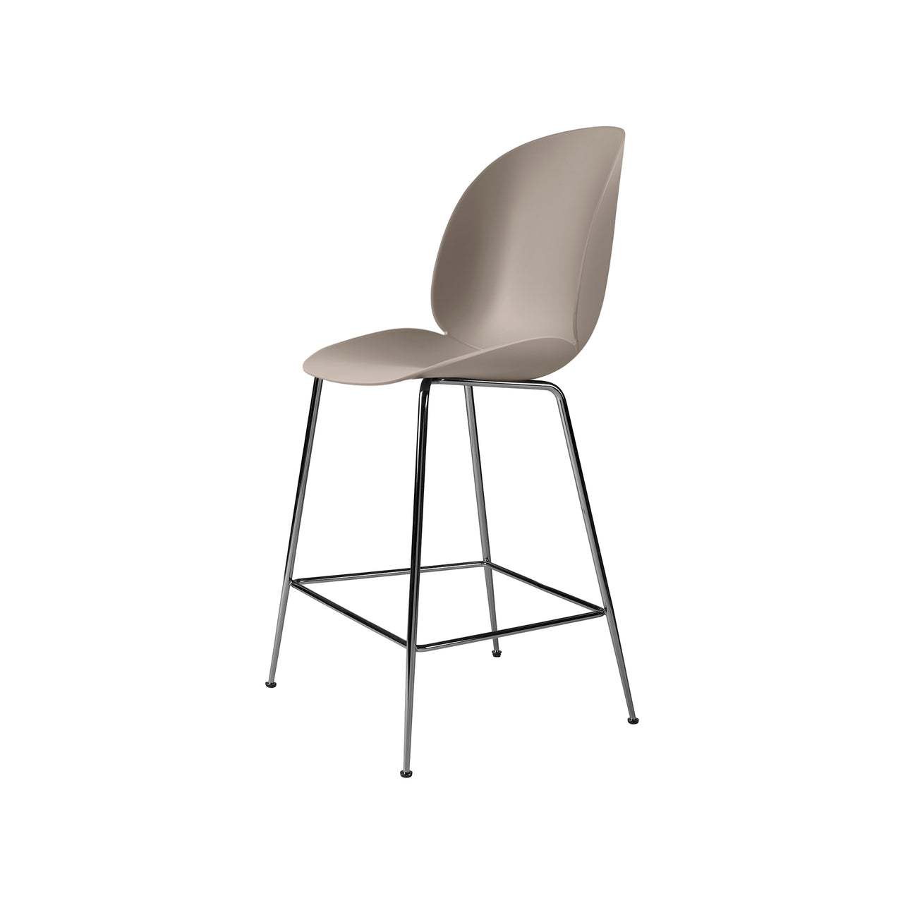 Beetle Bar + Counter Chair: Felt Glides + Counter + New Beige + Black Chrome