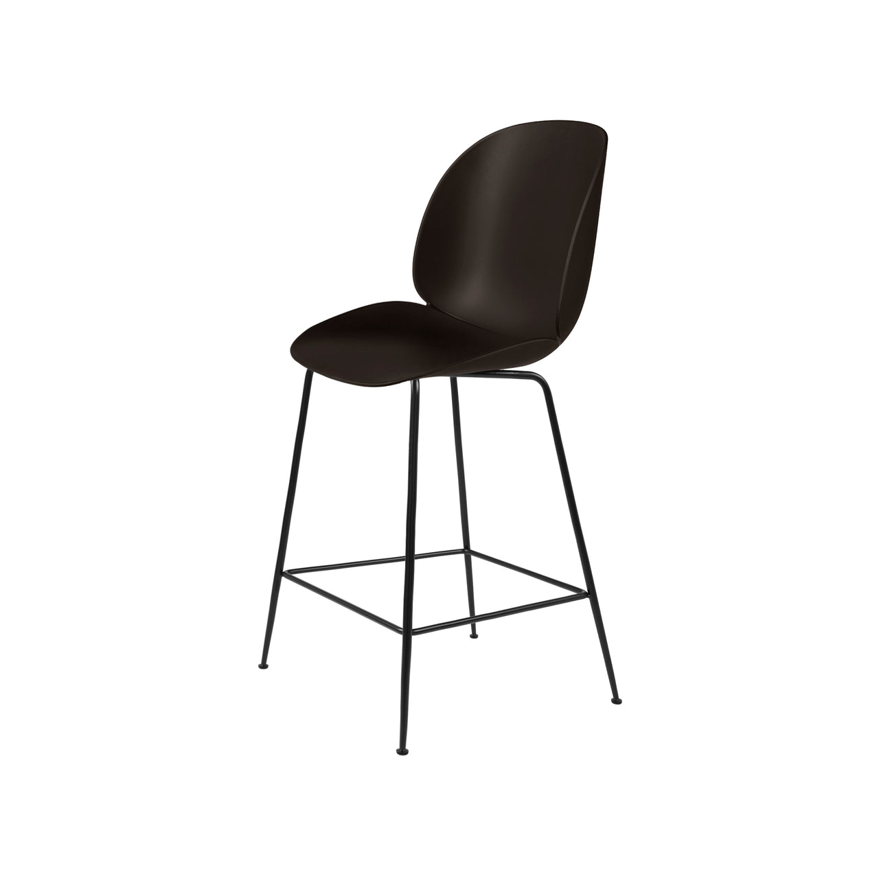 Beetle Bar + Counter Chair: Felt Glides + Counter + Mocha Brown + Black Matt