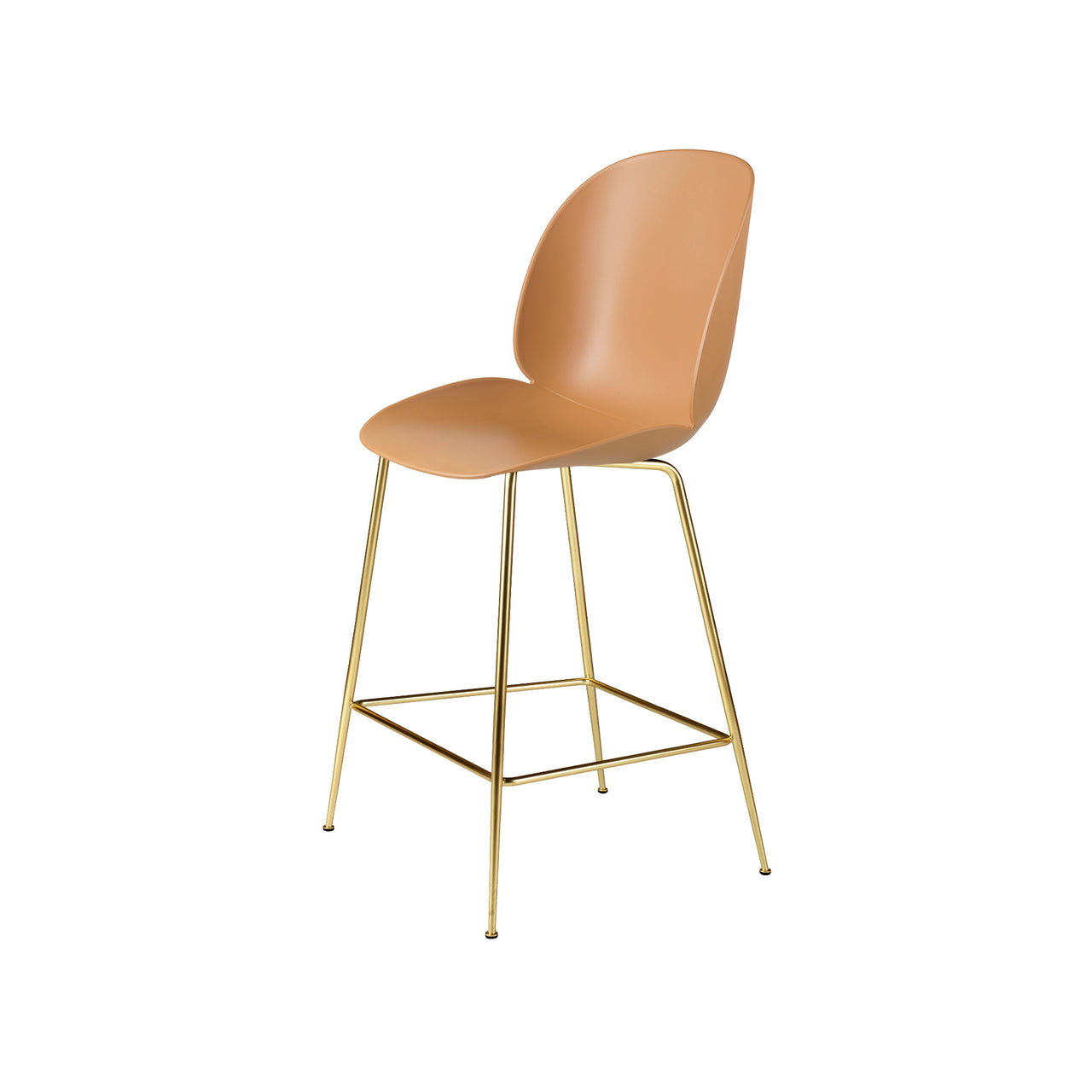 Beetle Bar + Counter Chair: Felt Glides + Counter + Amber Brown + Brass Semi Matt