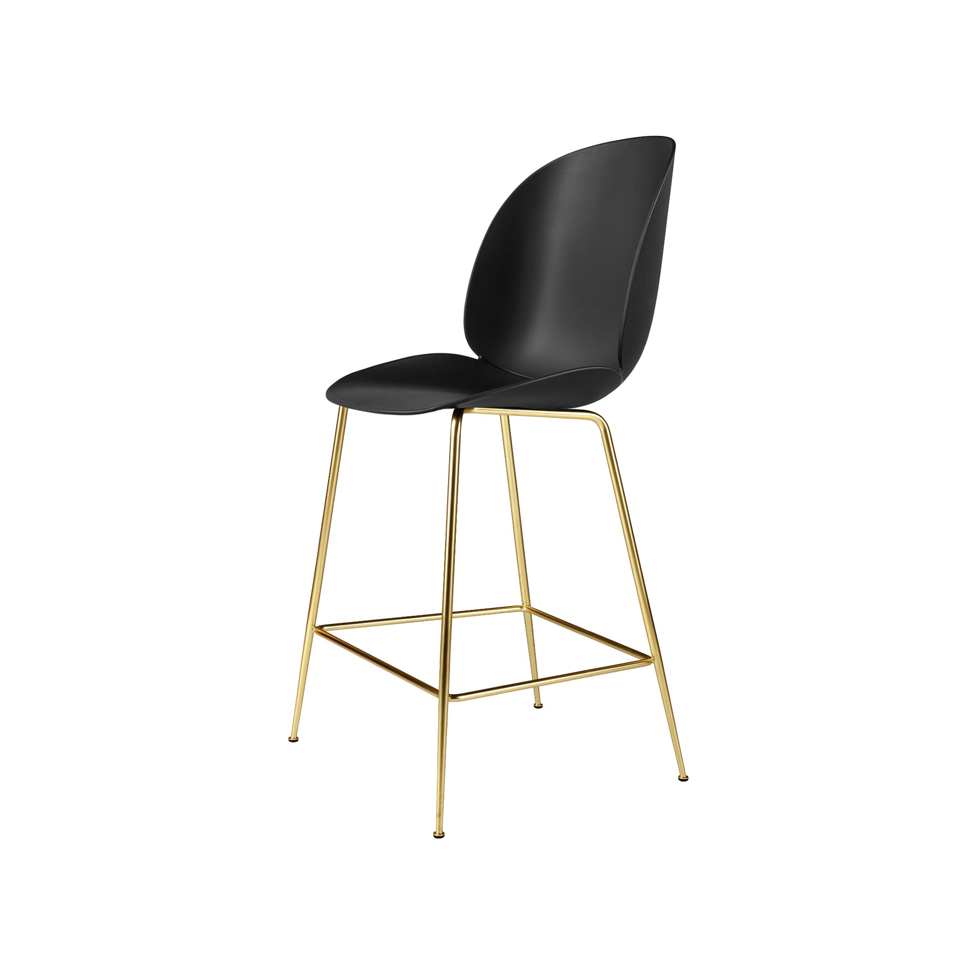 Beetle Bar + Counter Chair: Felt Glides + Counter + Black + Brass Semi Matt