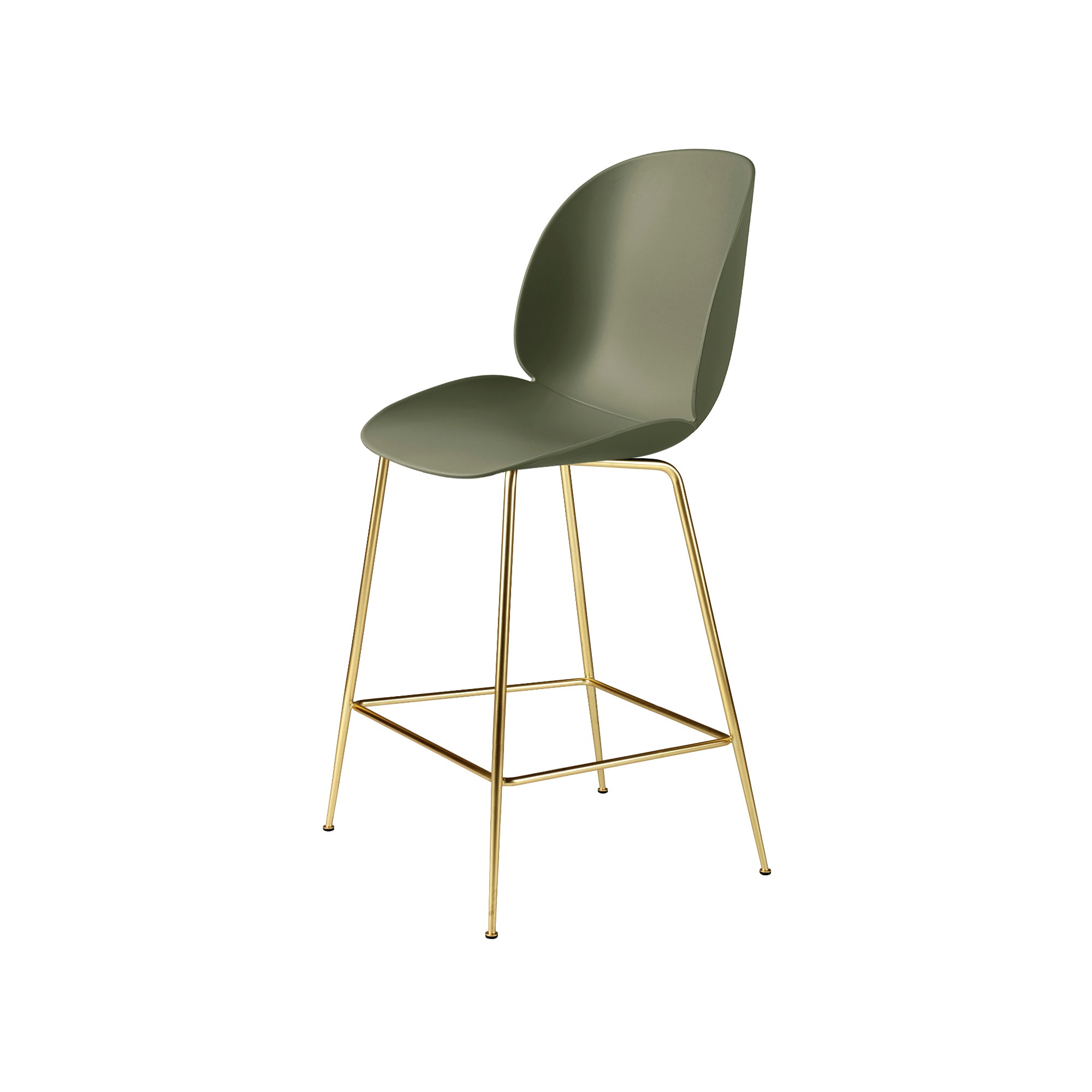 Beetle Bar + Counter Chair: Felt Glides + Counter + Fern Green + Brass Semi Matt
