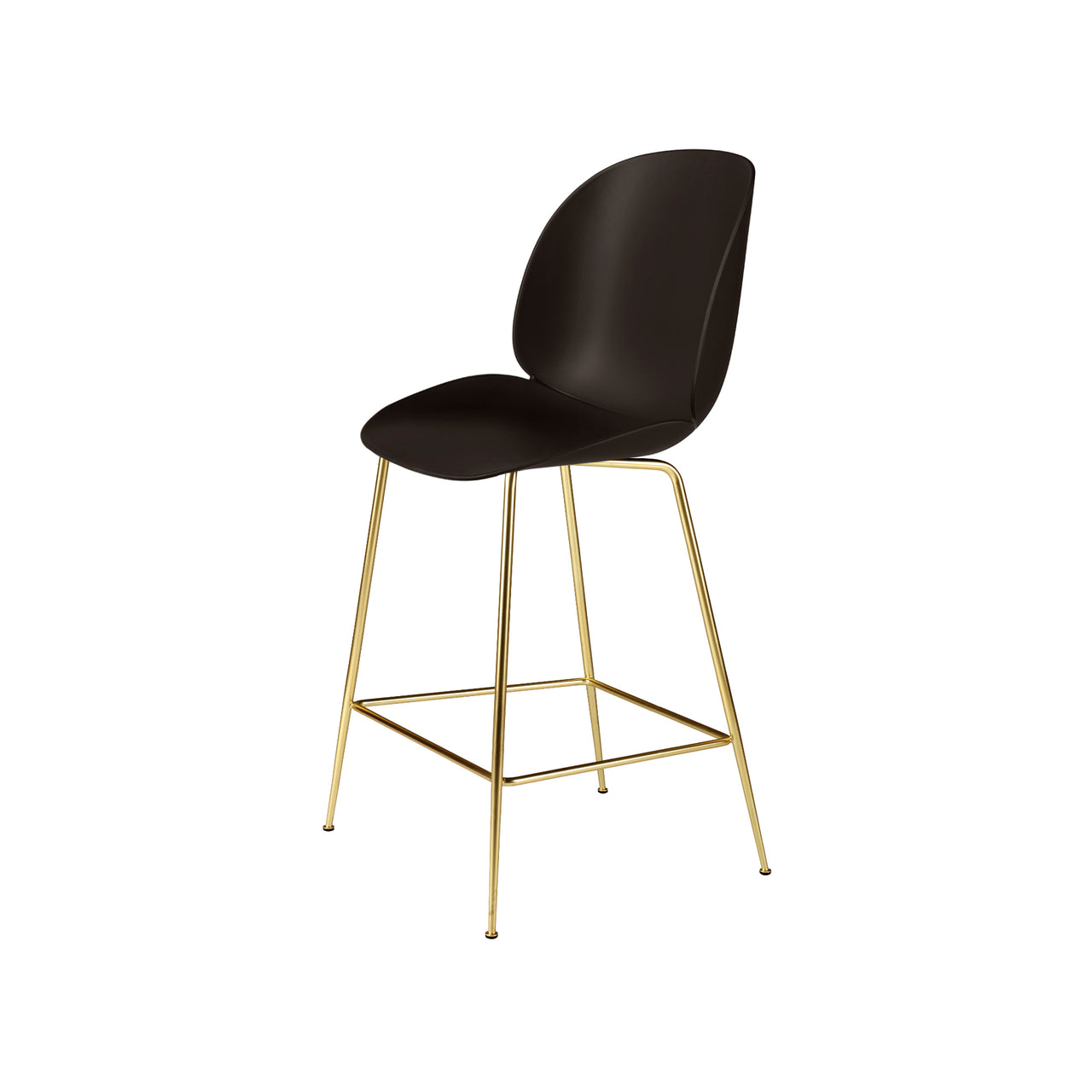 Beetle Bar + Counter Chair: Felt Glides + Counter + Mocha Brown + Brass Semi Matt