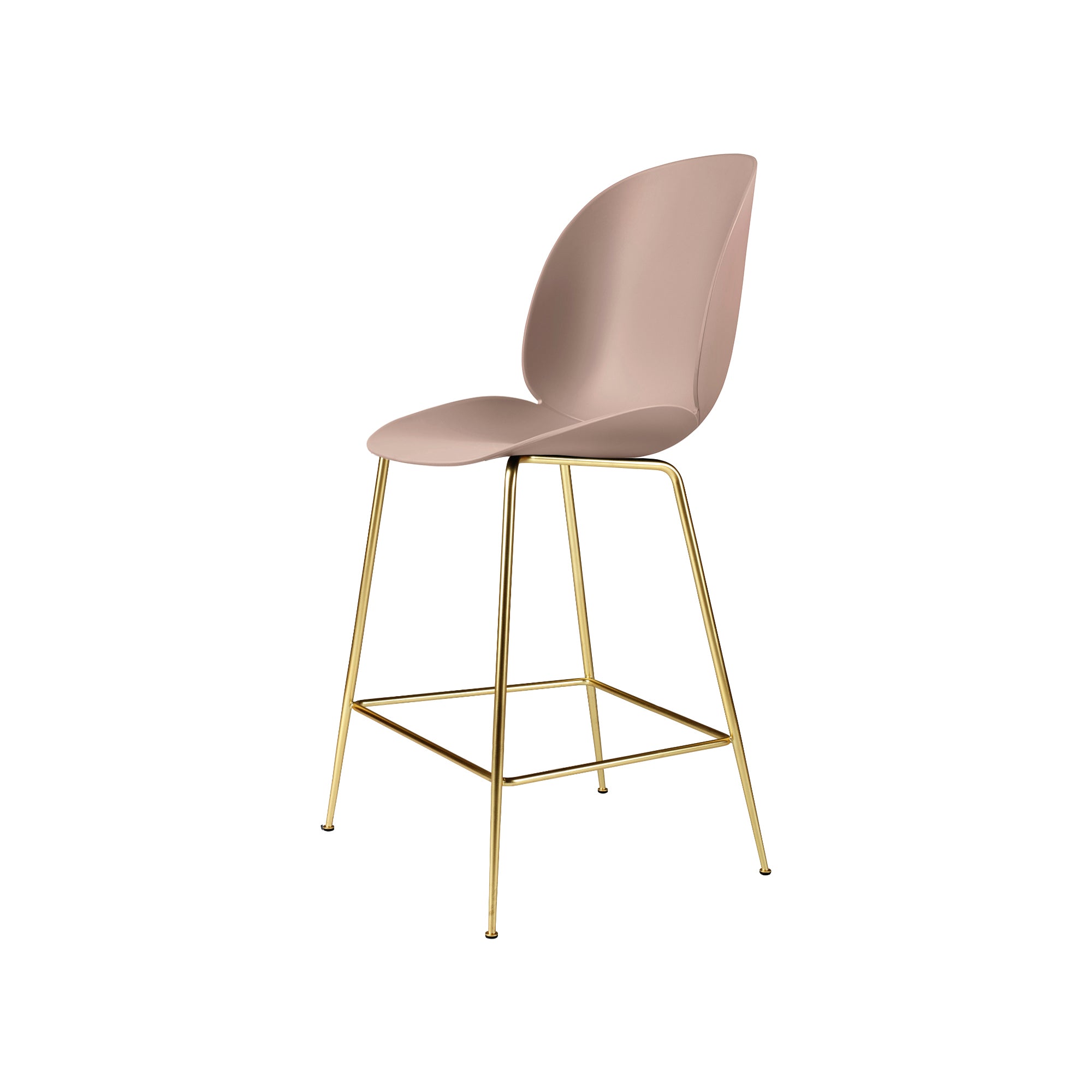 Beetle Bar + Counter Chair: Felt Glides + Counter + Sweet Pink + Brass Semi Matt
