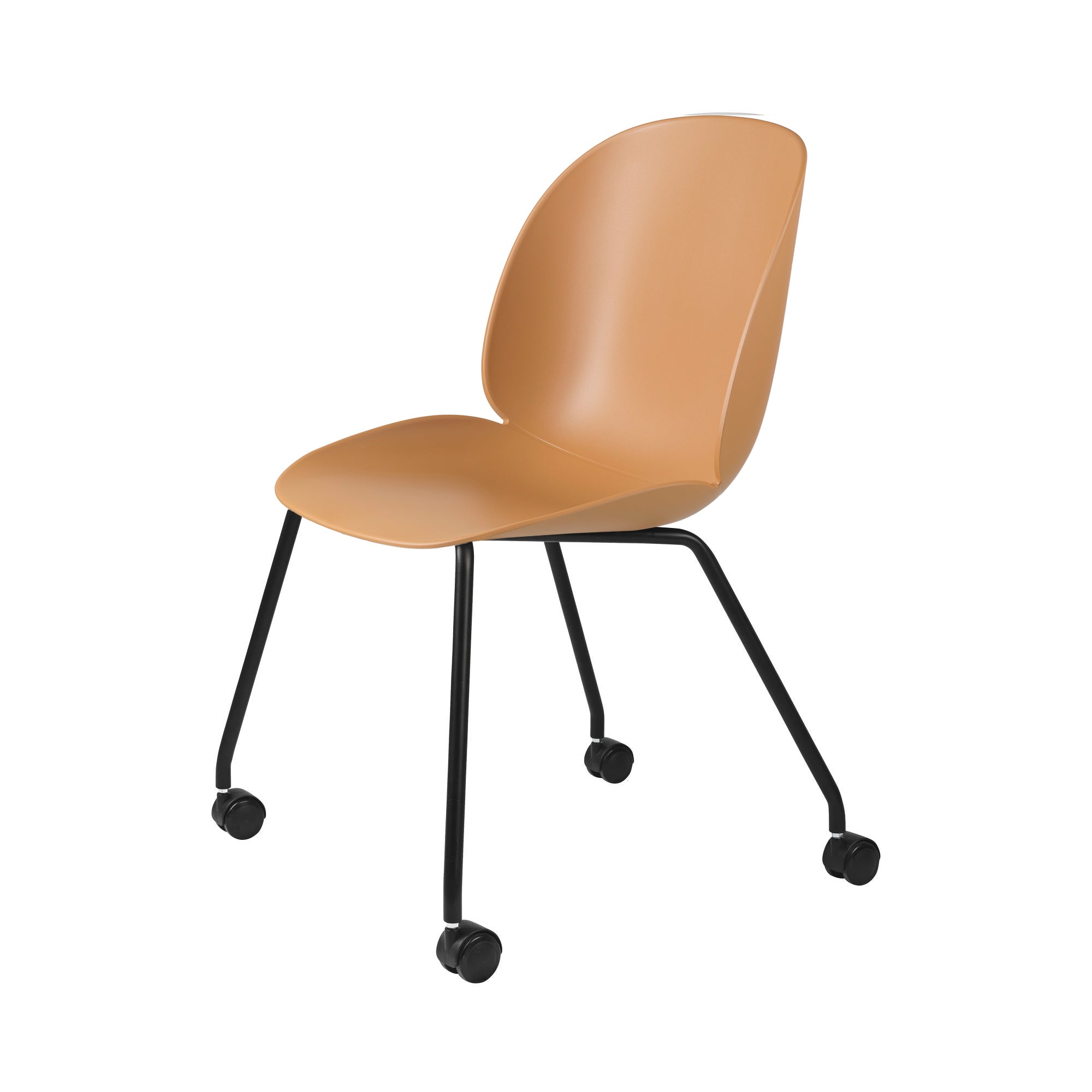 Beetle Meeting Chair: 4 Legs with Castors + Amber Brown