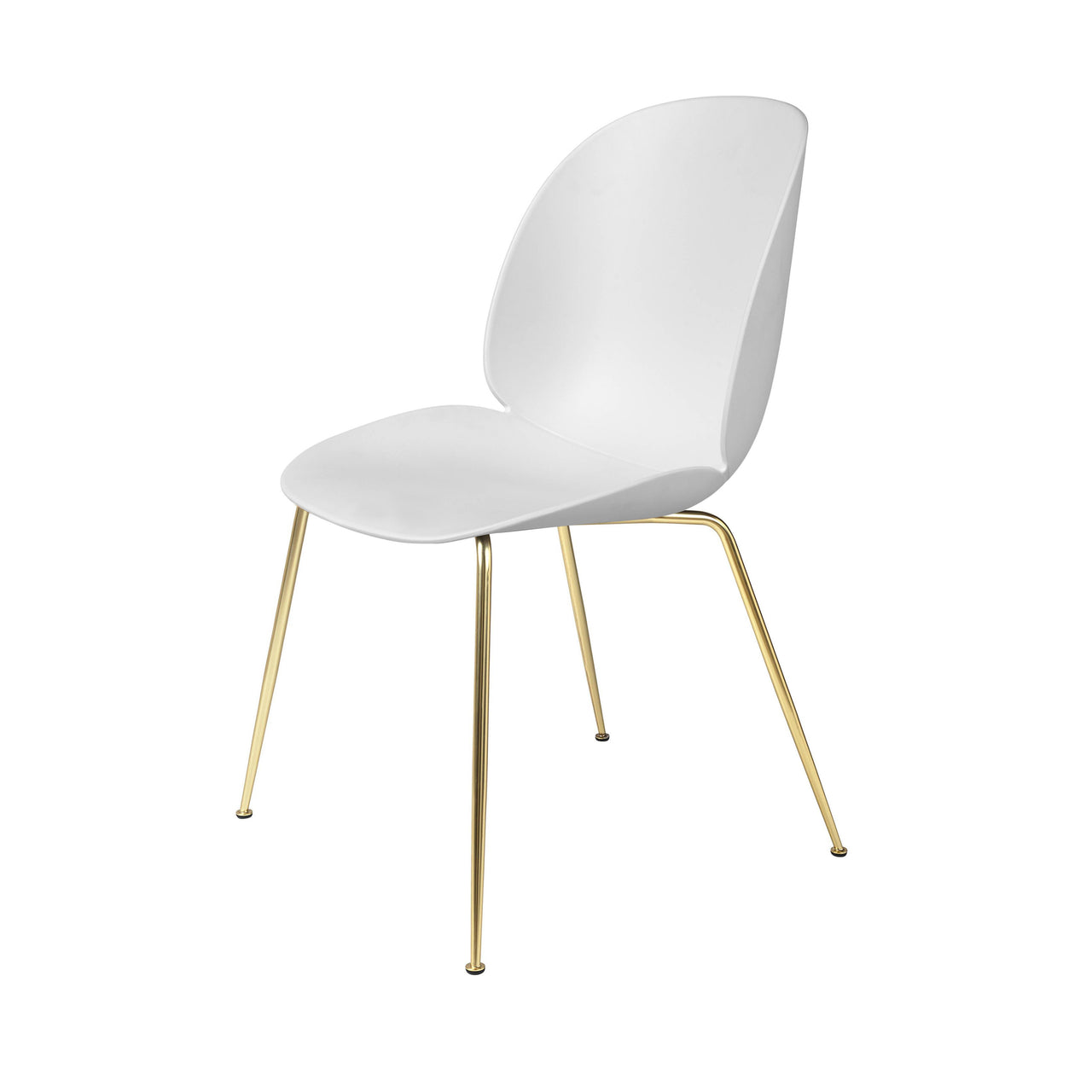 Beetle Dining Chair: Conic Base + Alabaster White + Brass Semi Matt