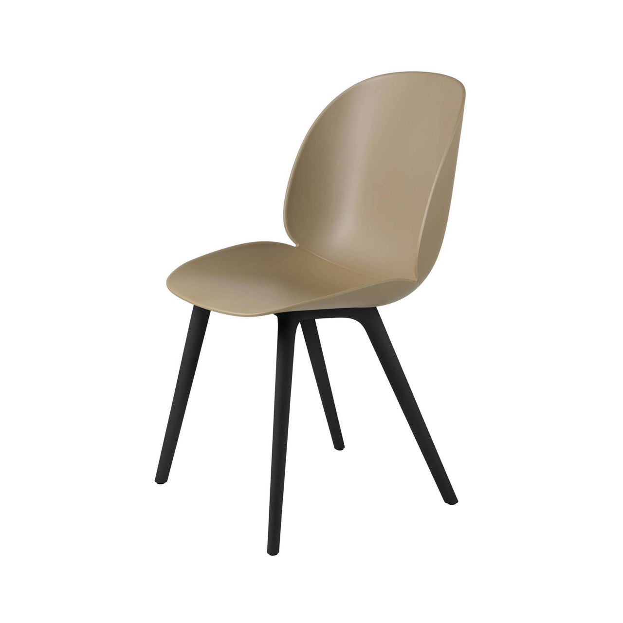 Beetle Dining Chair: Plastic Base + Pebble Brown + Black