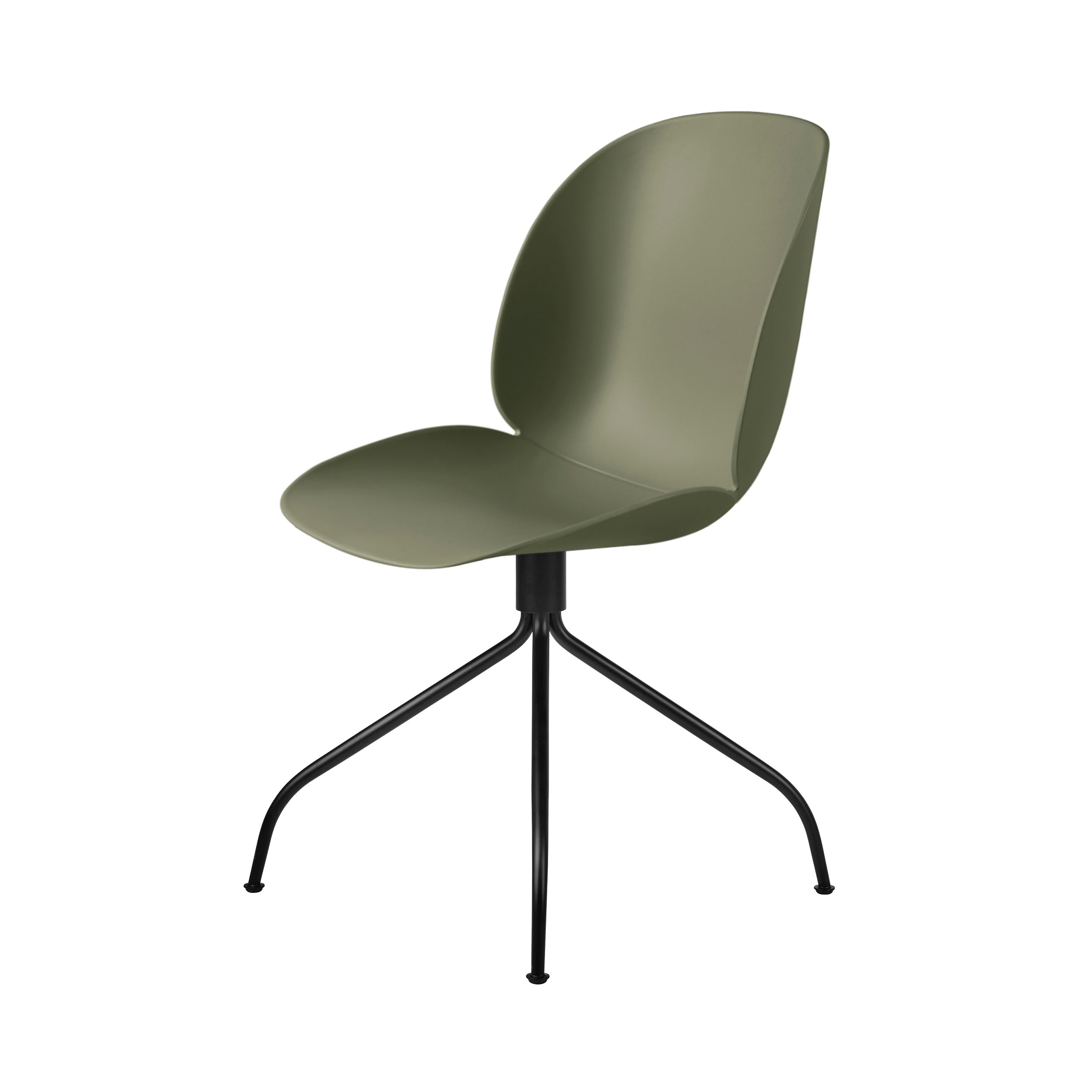 Beetle Meeting Chair: Swivel Base + Fern Green + Black Matt + Felt Glides