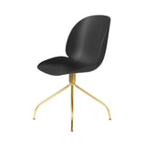 Beetle Meeting Chair: Swivel Base + Black + Brass Semi Matt + Felt Glides
