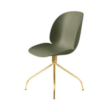 Beetle Meeting Chair: Swivel Base + Fern Green + Brass Semi Matt + Felt Glides