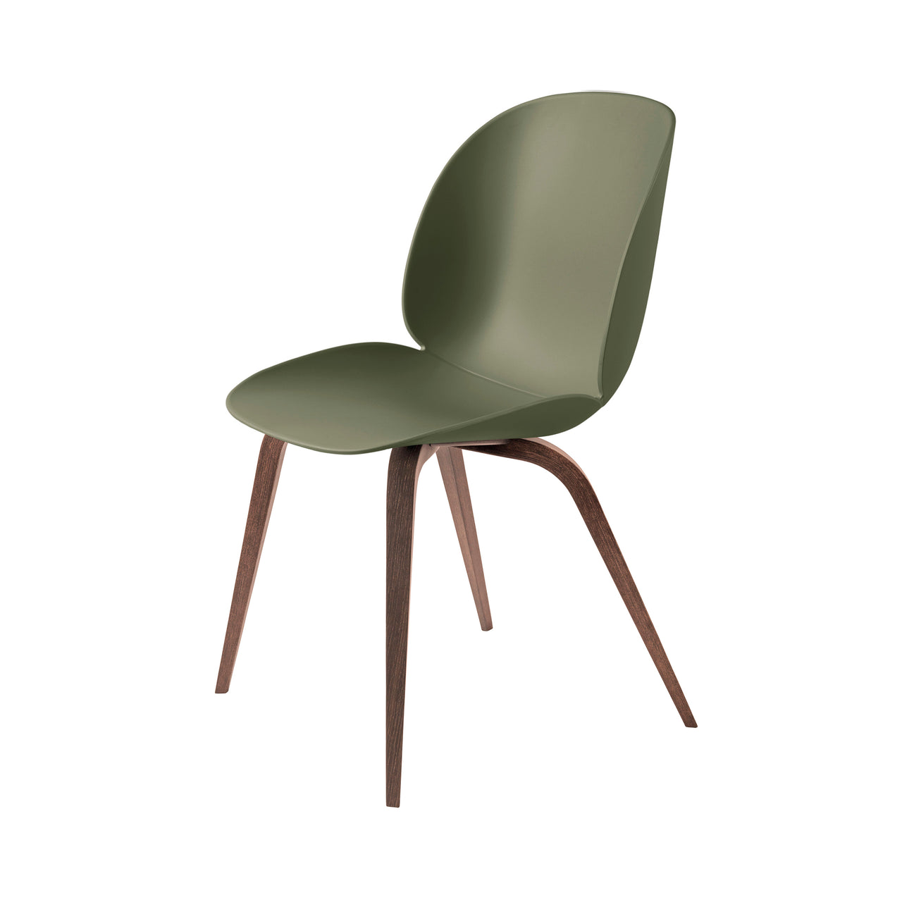 Beetle Dining Chair: Wood Base + Fern Green + American Walnut