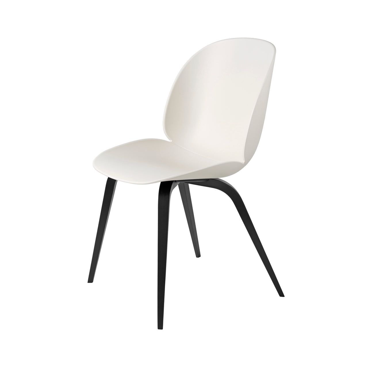 Beetle Dining Chair: Wood Base + Alabaster White + Black Stained Beech