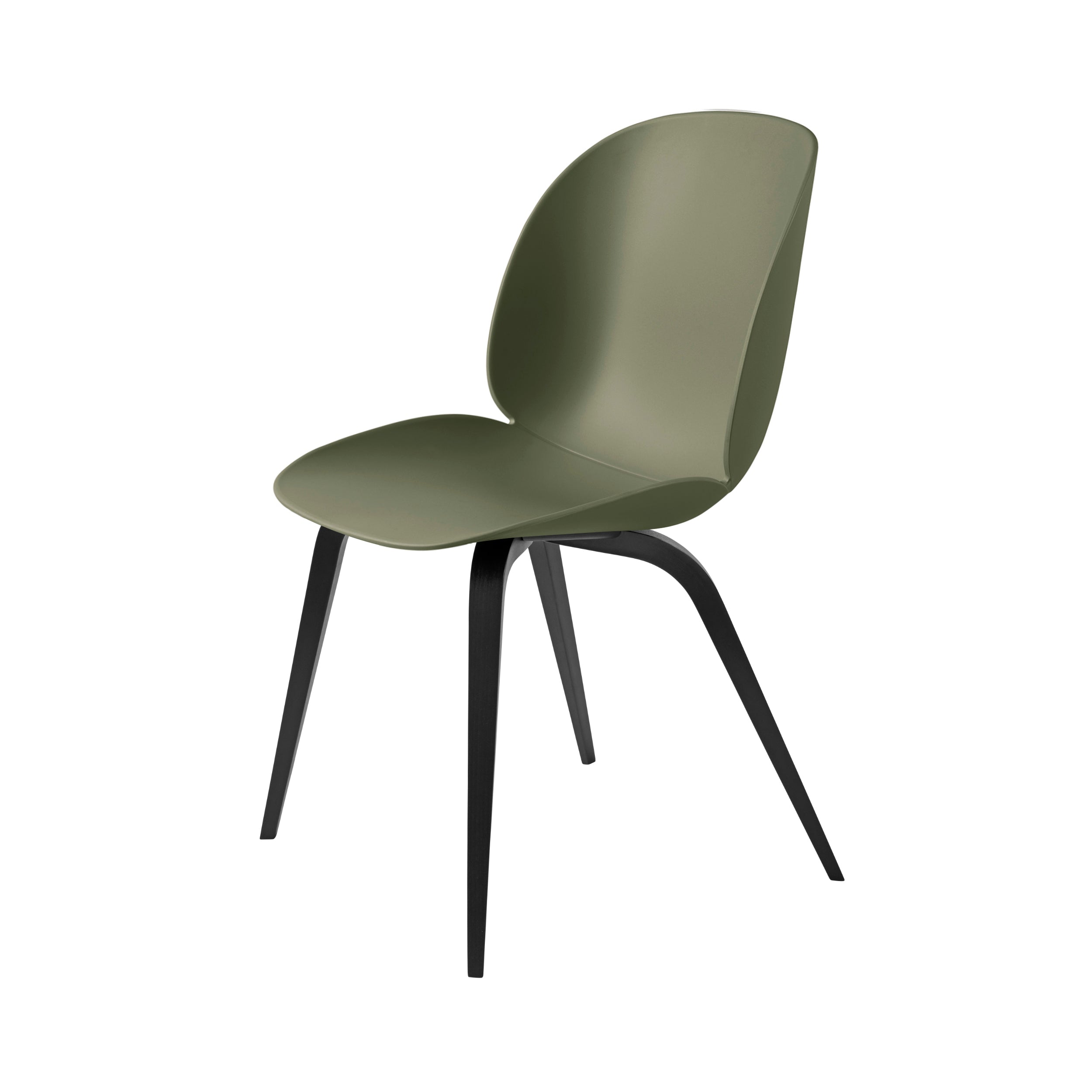 Beetle Dining Chair: Wood Base + Fern Green + Black Stained Beech