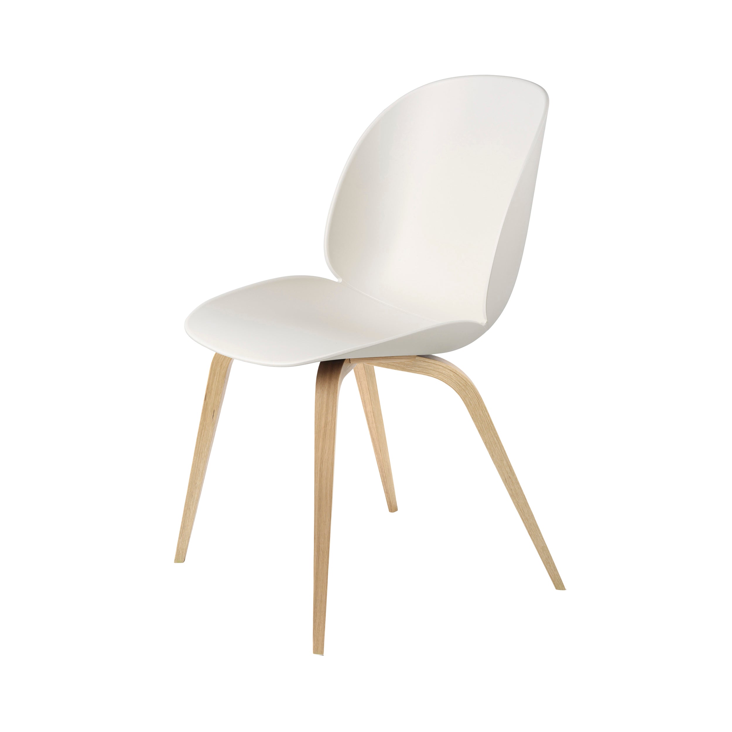 Beetle Dining Chair: Wood Base + Alabaster White + Oak