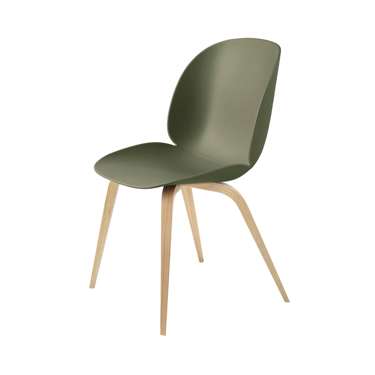 Beetle Dining Chair: Wood Base + Fern Green + Oak