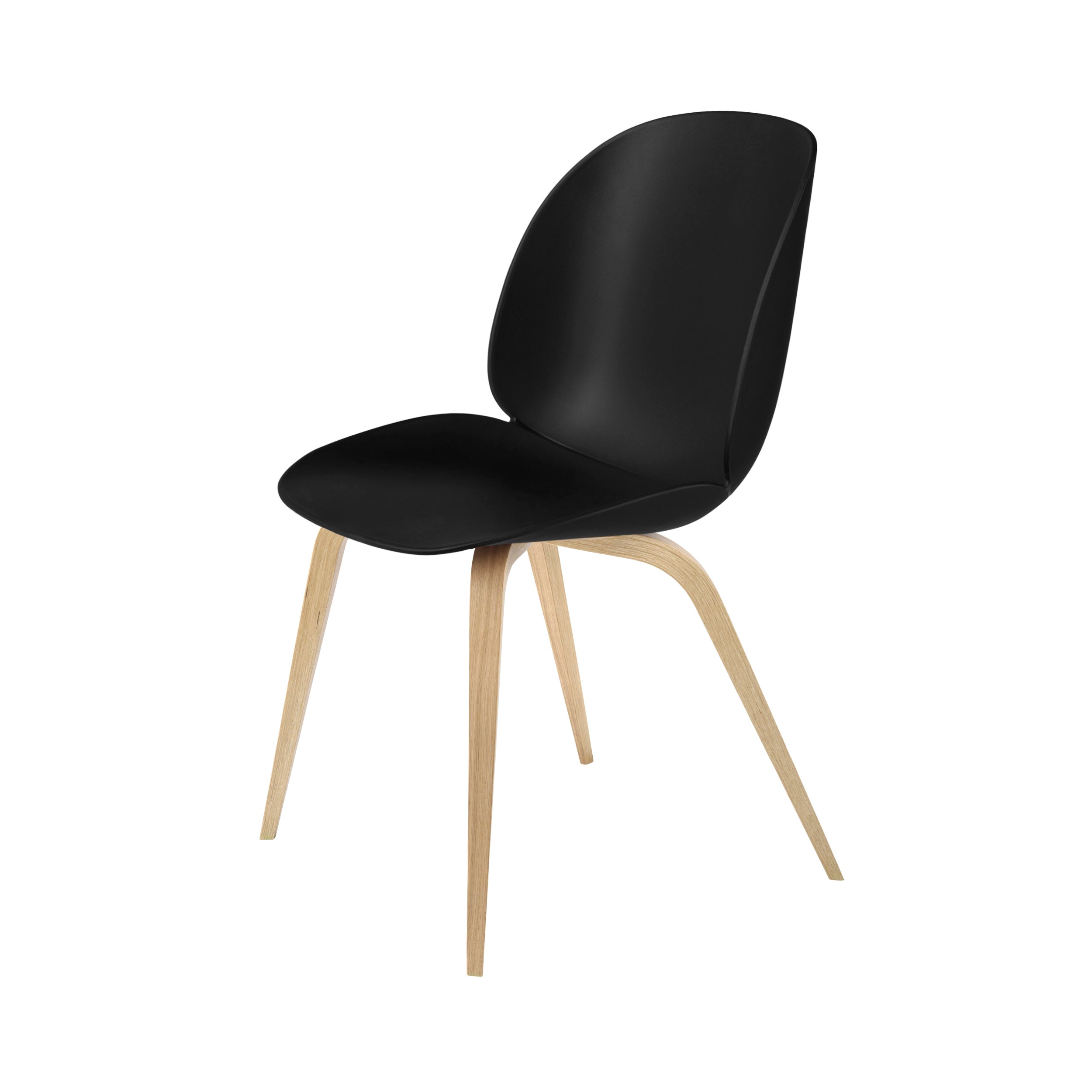 Beetle Dining Chair: Wood Base + Black + Oak