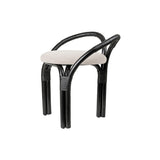 Bistra Stool: Seat Upholstered + Ebony Painted Rattan