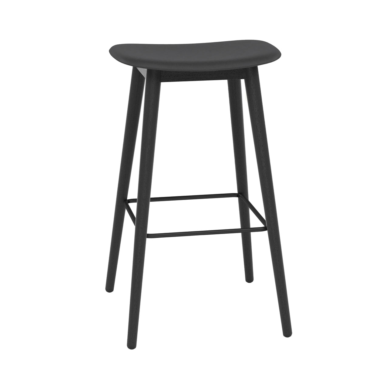 Fiber Bar + Counter Stool: Wood Base + Bar + Black + Anthracite Black