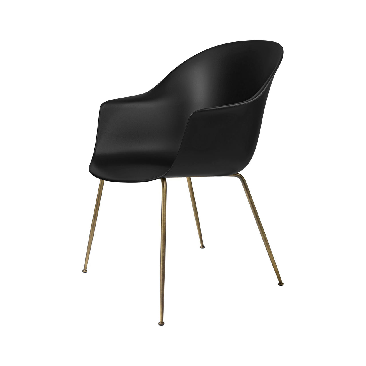 Bat Dining Chair: Conic Base + Black + Antique Brass