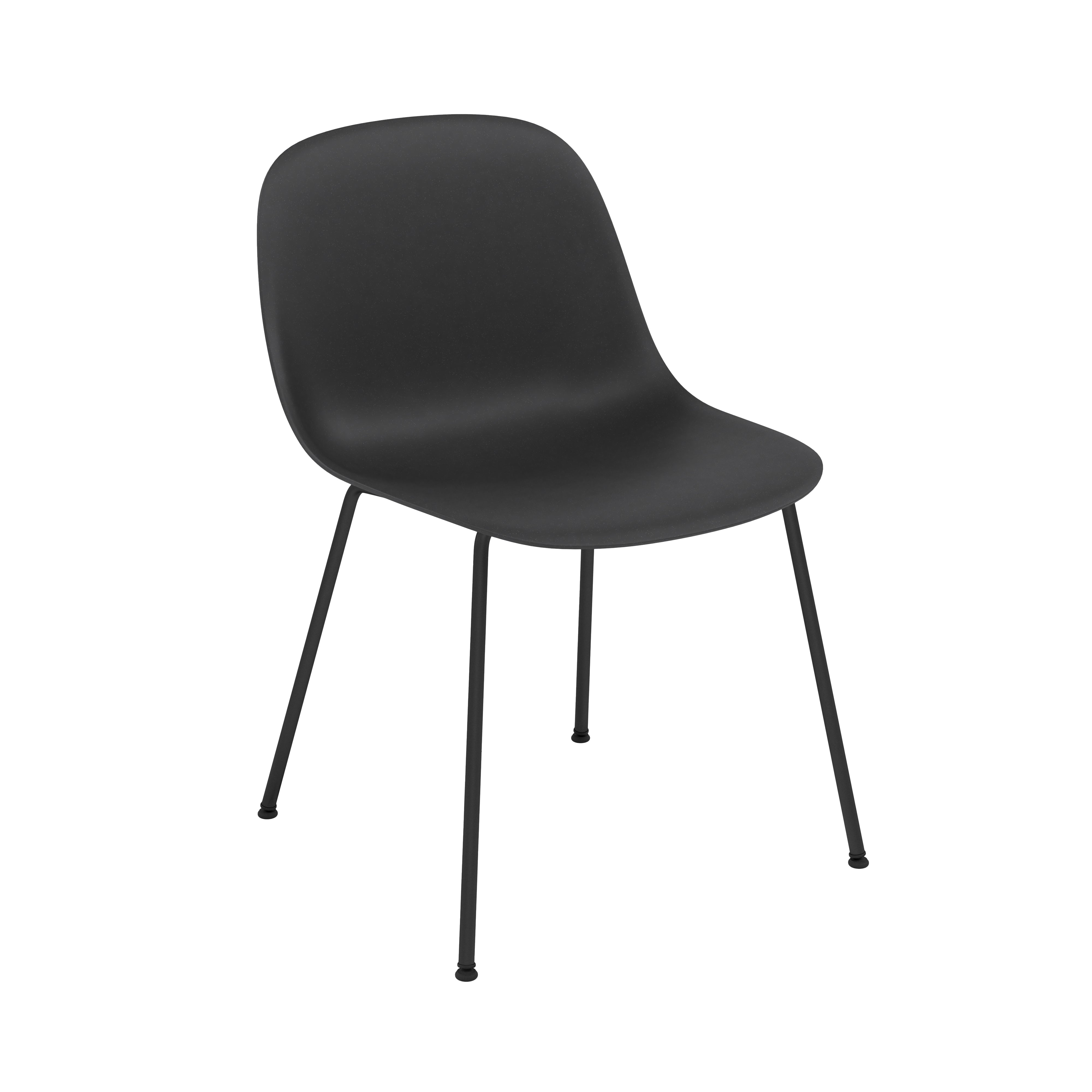 Fiber Side Chair: Tube Base + Recycled Shell + Black + Anthracite Black