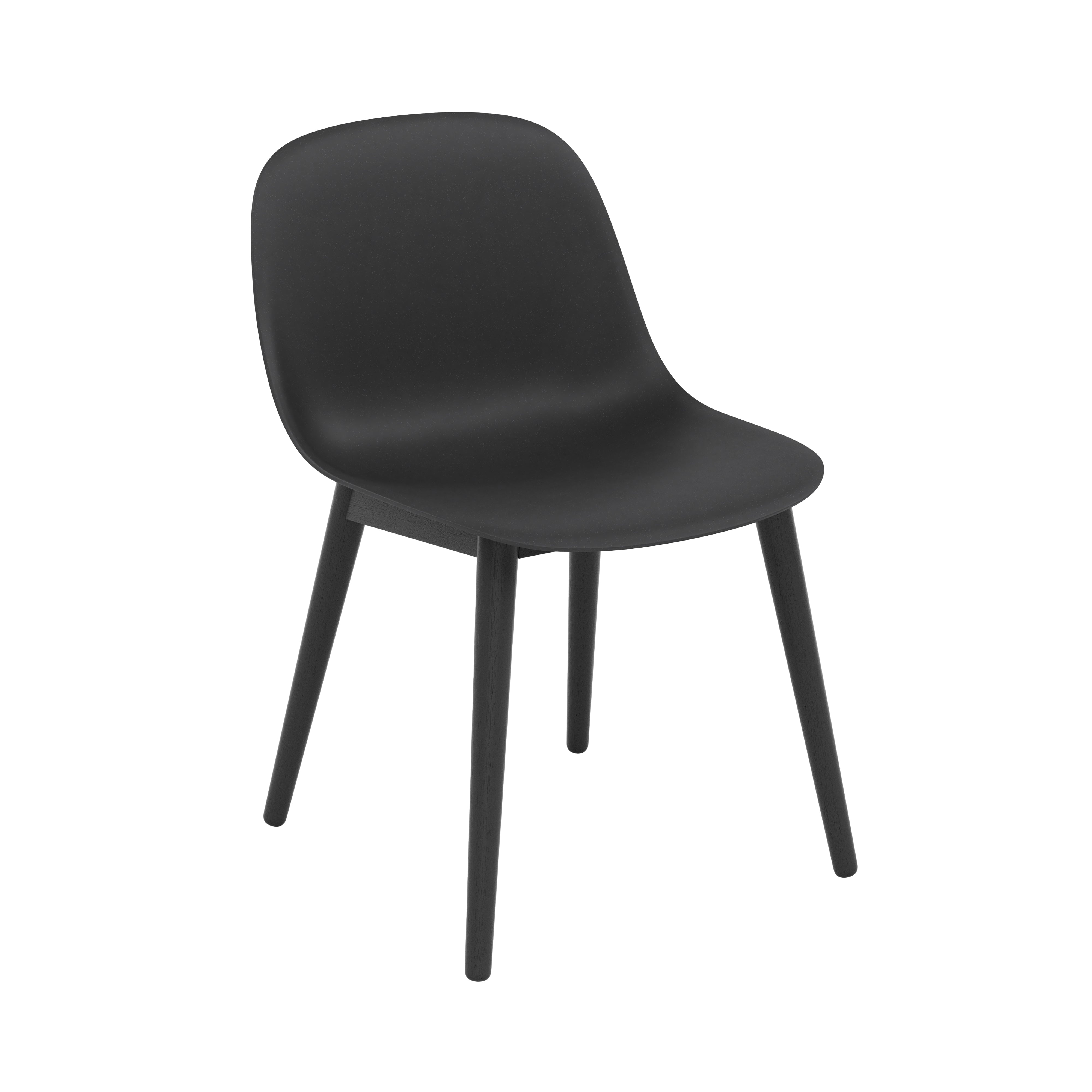 Fiber Side Chair: Wood Base + Recycled Shell + Black + Anthracite Black