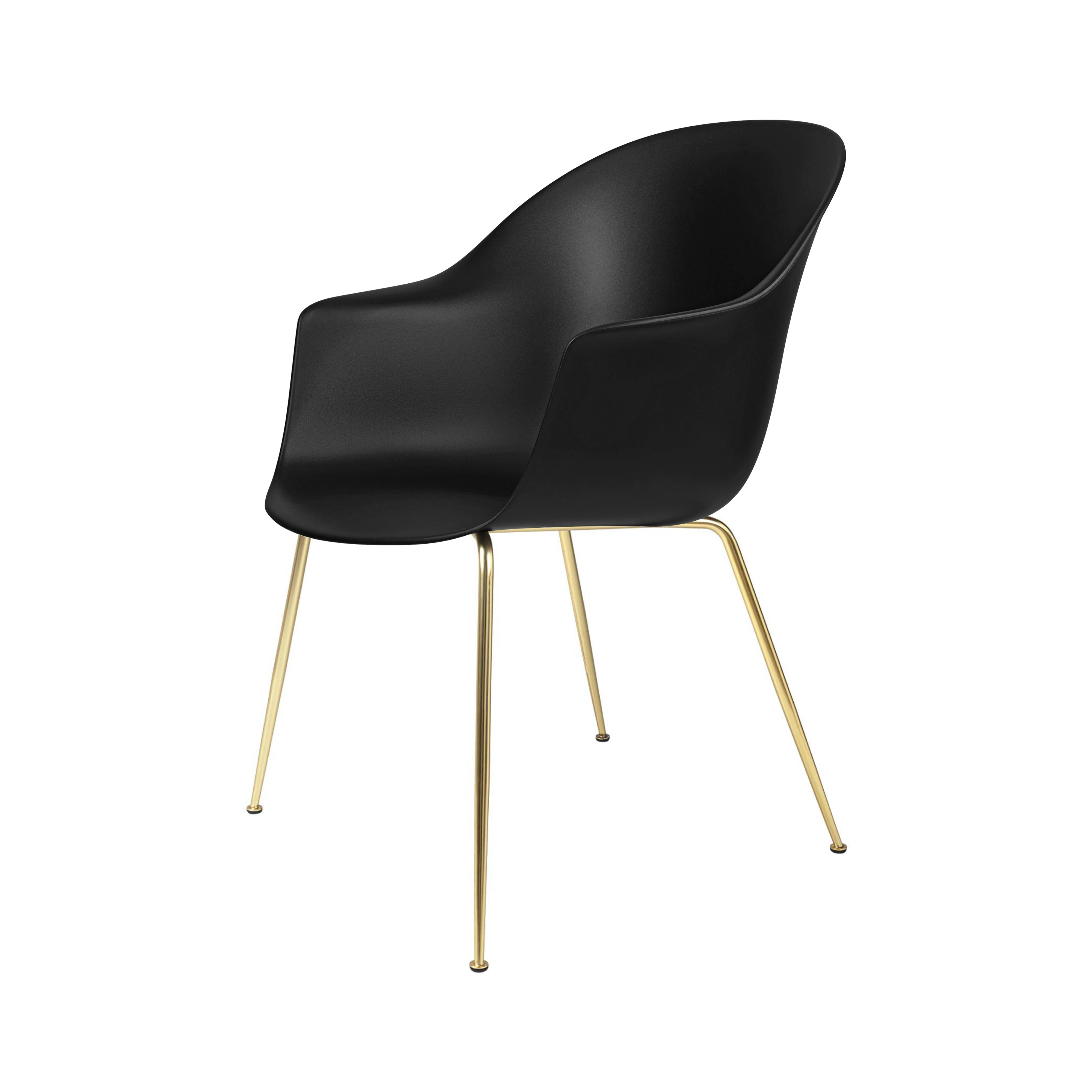 Bat Dining Chair: Conic Base + Black + Brass Semi Matt
