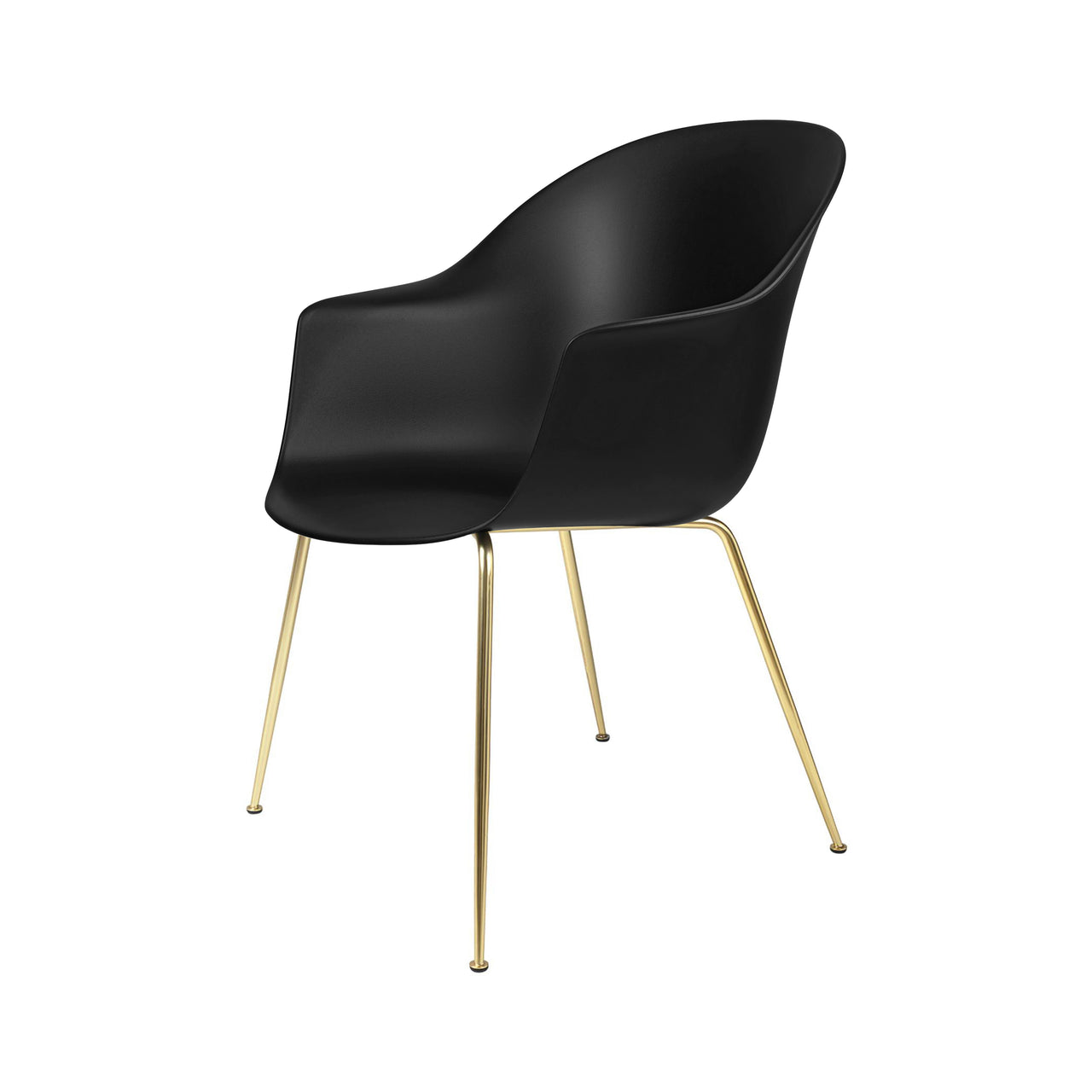 Bat Dining Chair: Conic Base + Black + Brass Semi Matt