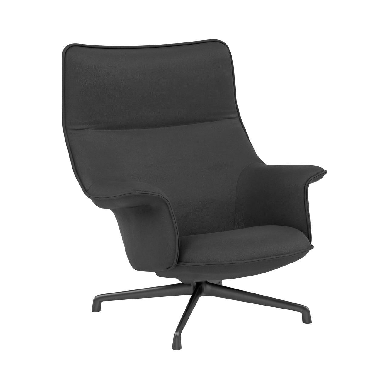Doze Lounge Chair: Swivel Base + High + Anthracite Black