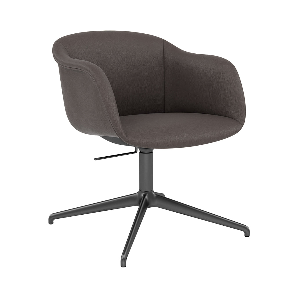 Fiber Soft Armchair Swivel Base with Return + Tilt + Upholstered Shell: Anthracite Black